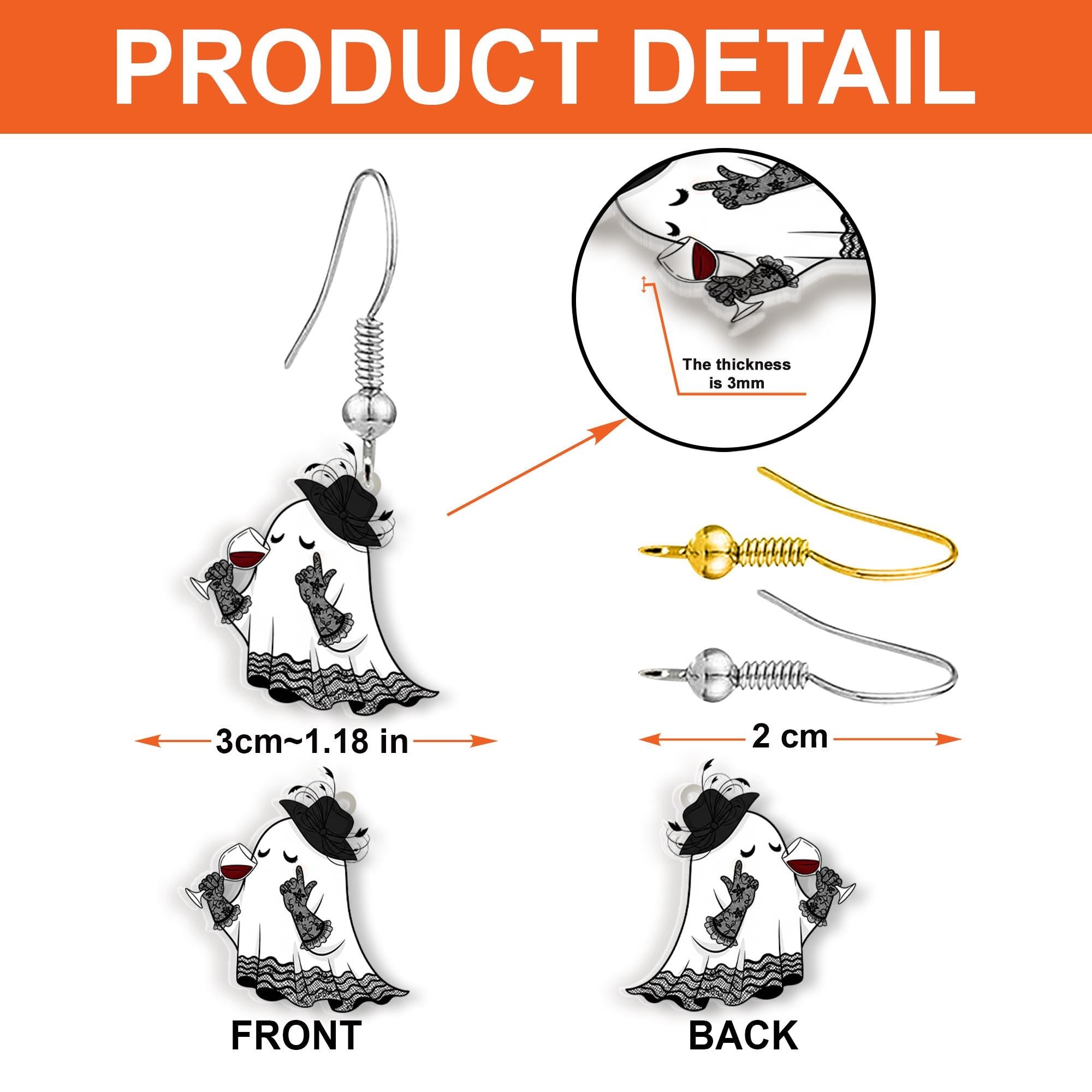 Halloween Ghost Earrings: Spooky Acrylic Jewelry, Witchy Costume Accessories