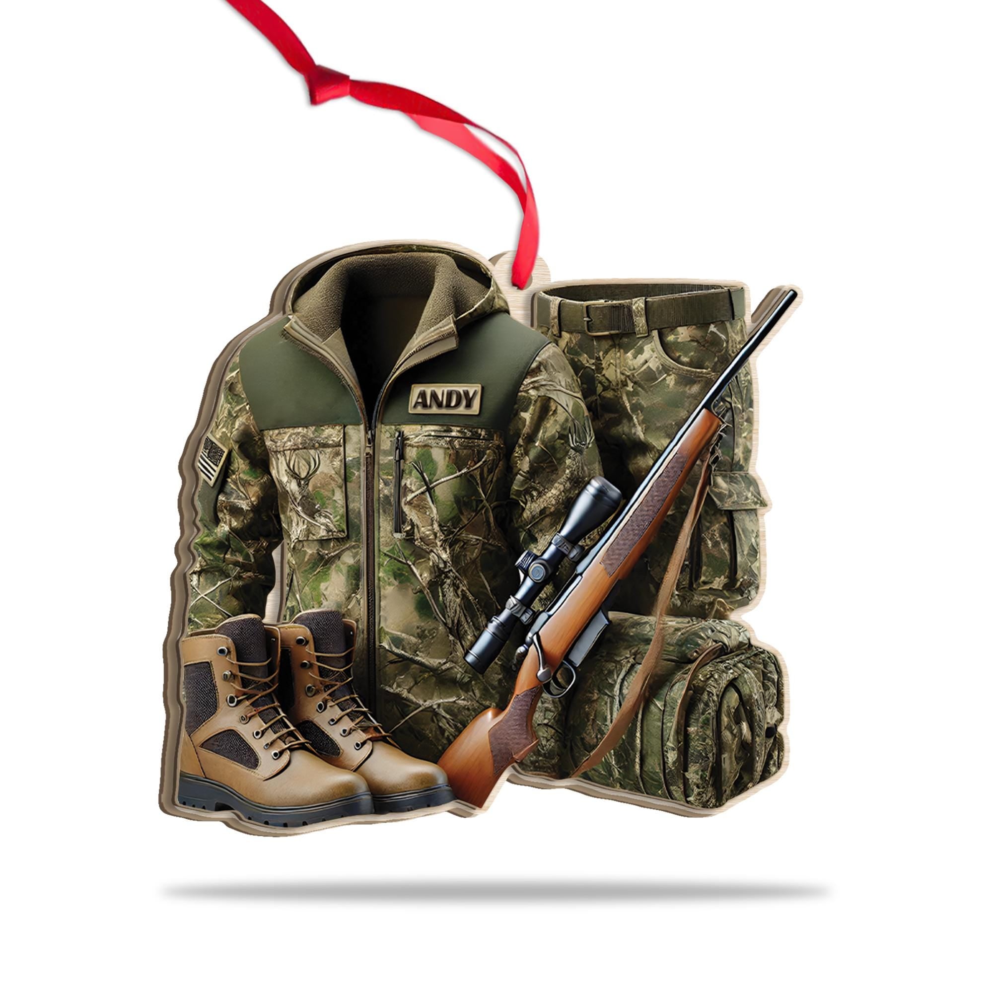 Custom Hunting Ornament • Personalized Camo Gear Flat Christmas Decoration • Hunter Gift Holiday Keepsake