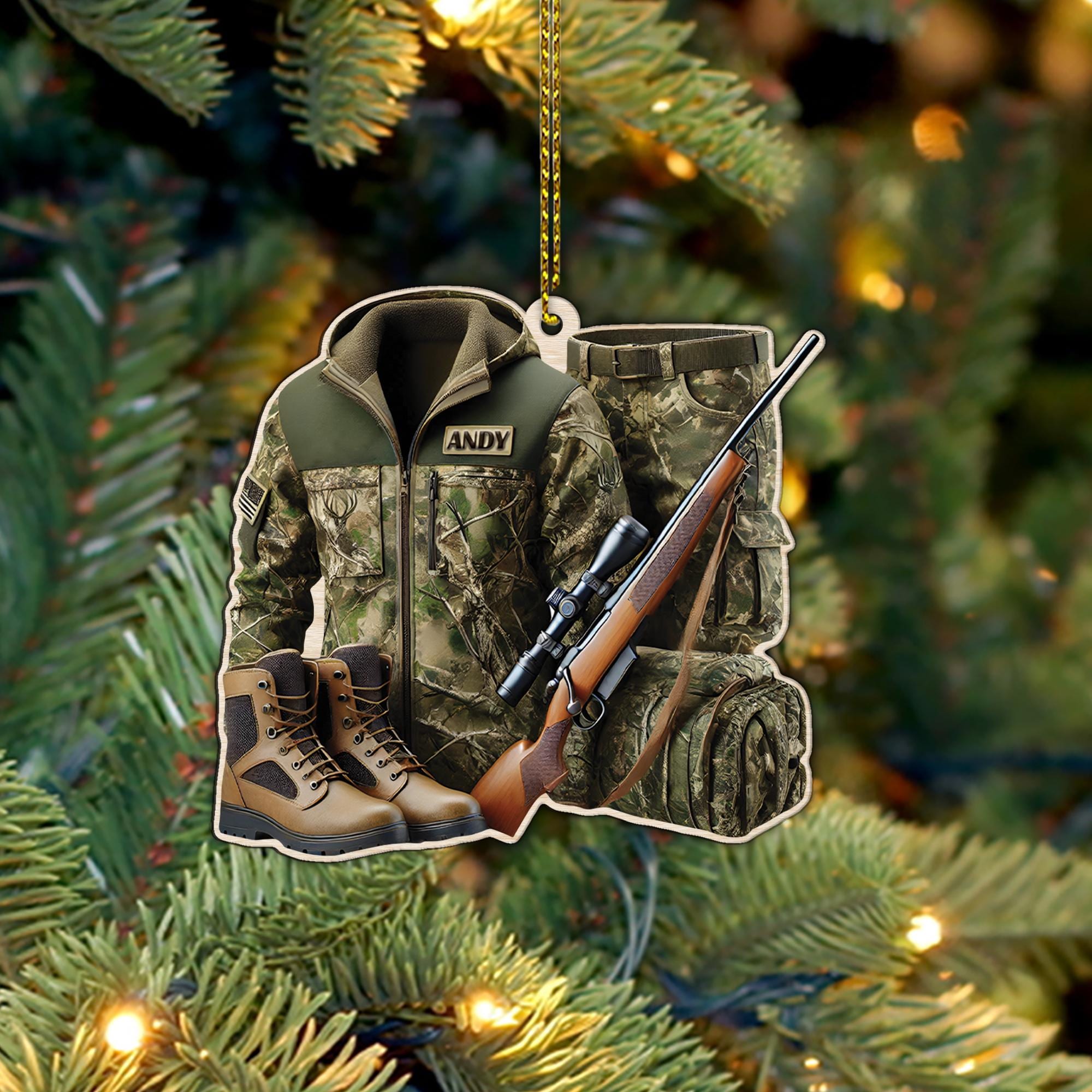Custom Hunting Ornament • Personalized Camo Gear Flat Christmas Decoration • Hunter Gift Holiday Keepsake