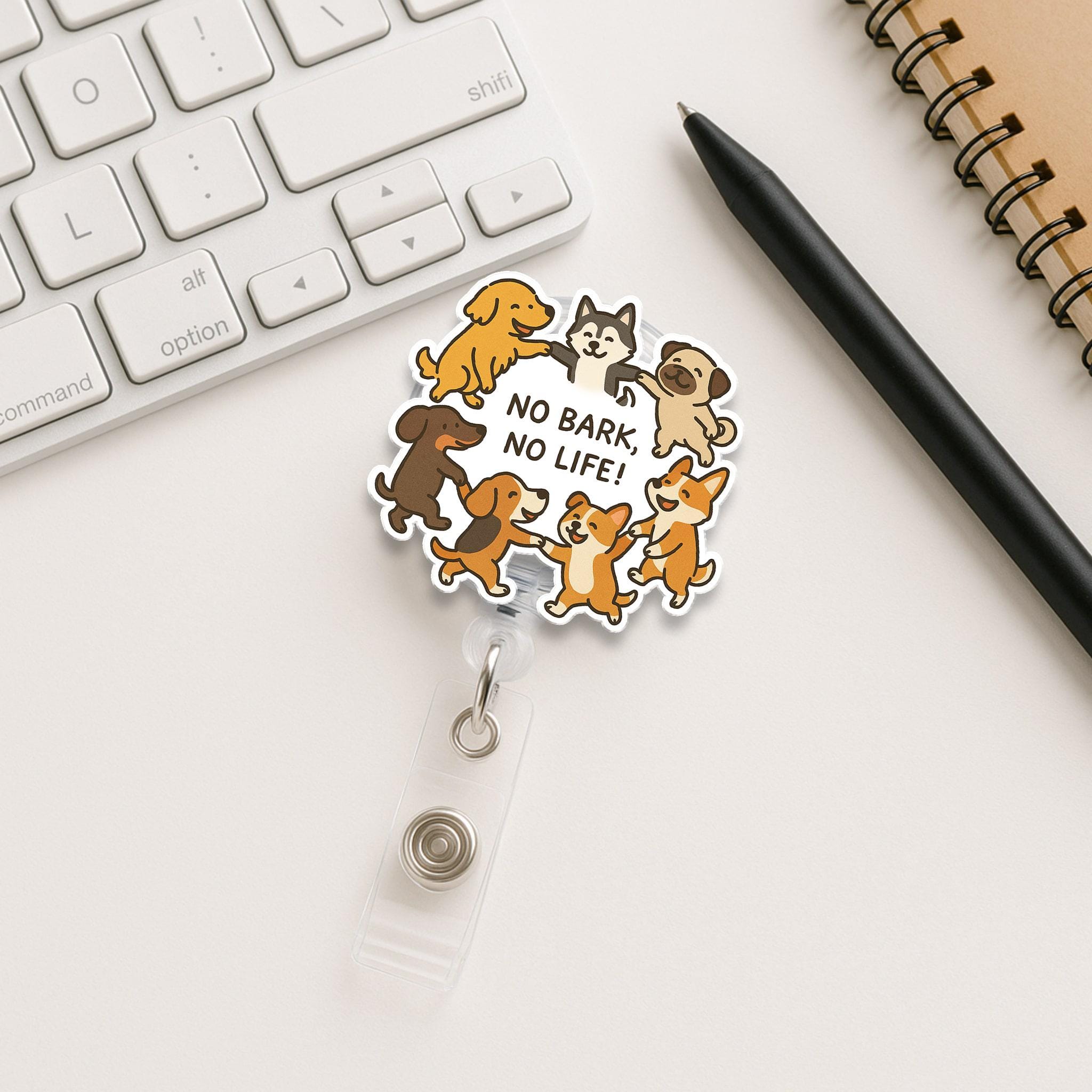 Dog Lover Badge Reel | Cute Funny Dog ID Holder | Retractable Name Tag Clip for Nurses, Teachers, Vet Techs, Pet Lovers Gift