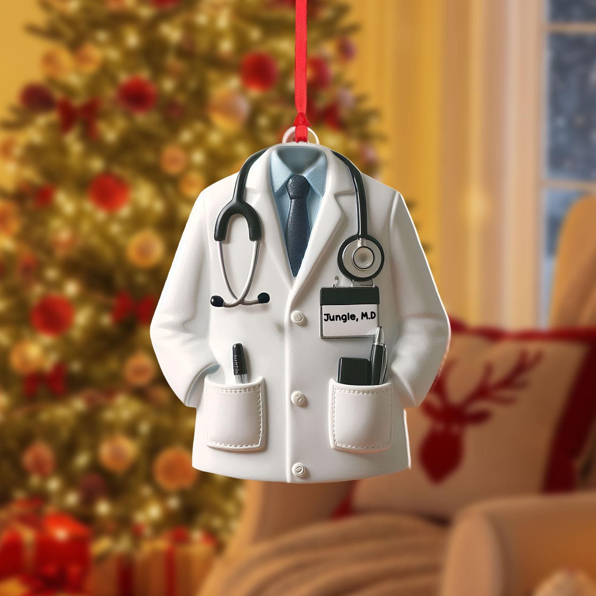Personalized Doctor Coat Ornament: Medical Christmas Decoration