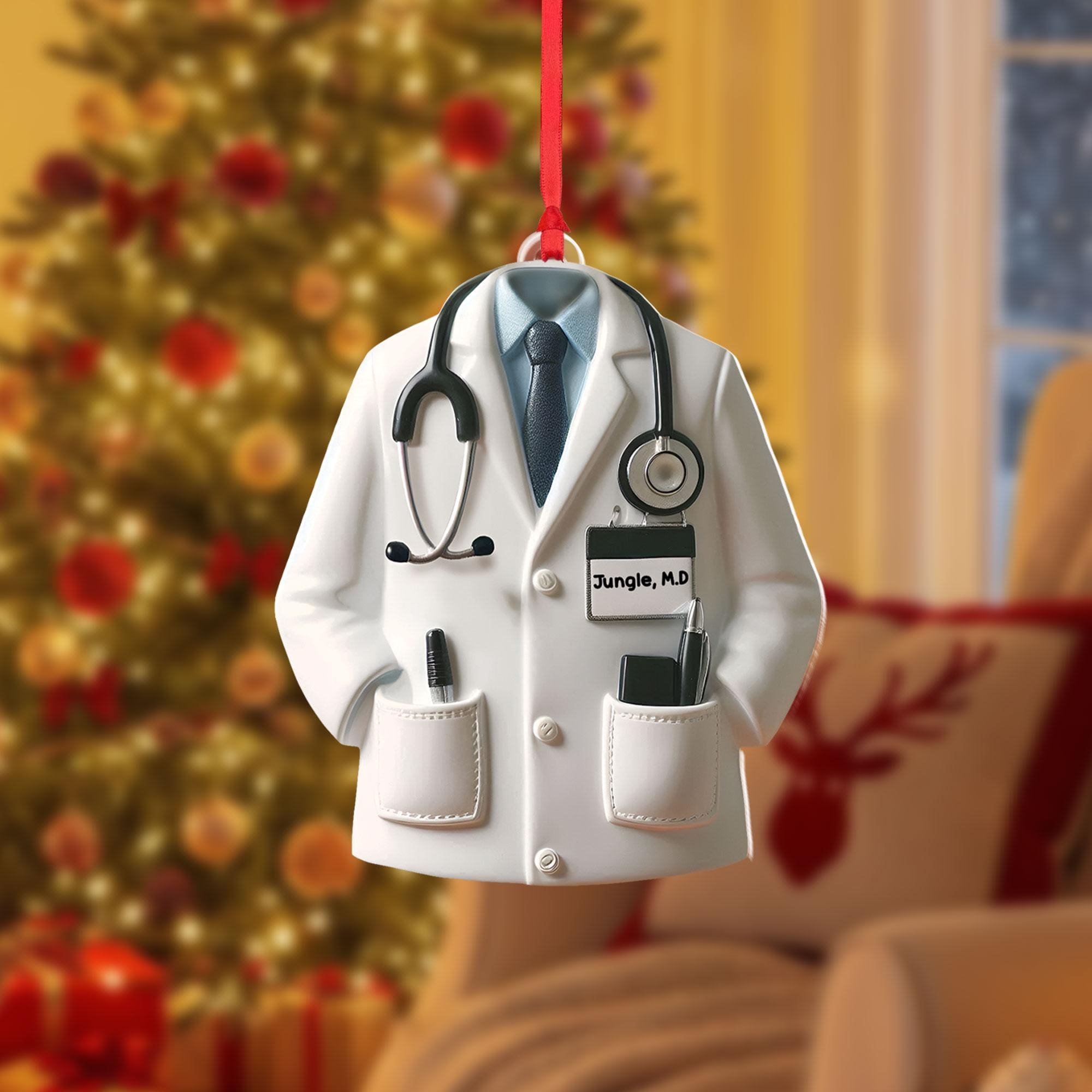 Personalized Doctor Coat Ornament: Medical Christmas Decoration