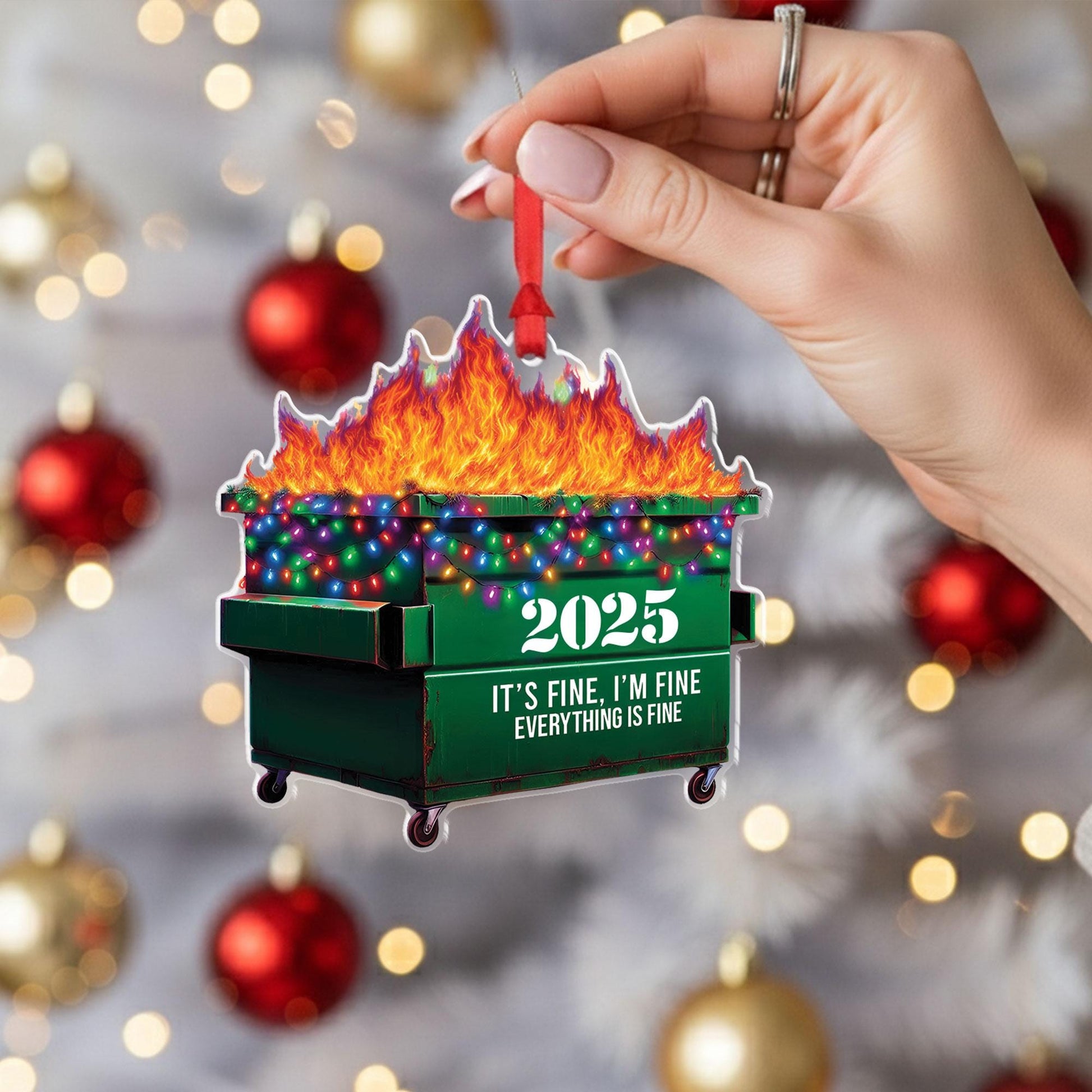 Dumpster Fire 2025 Ornament: Funny Holiday Humor Decor