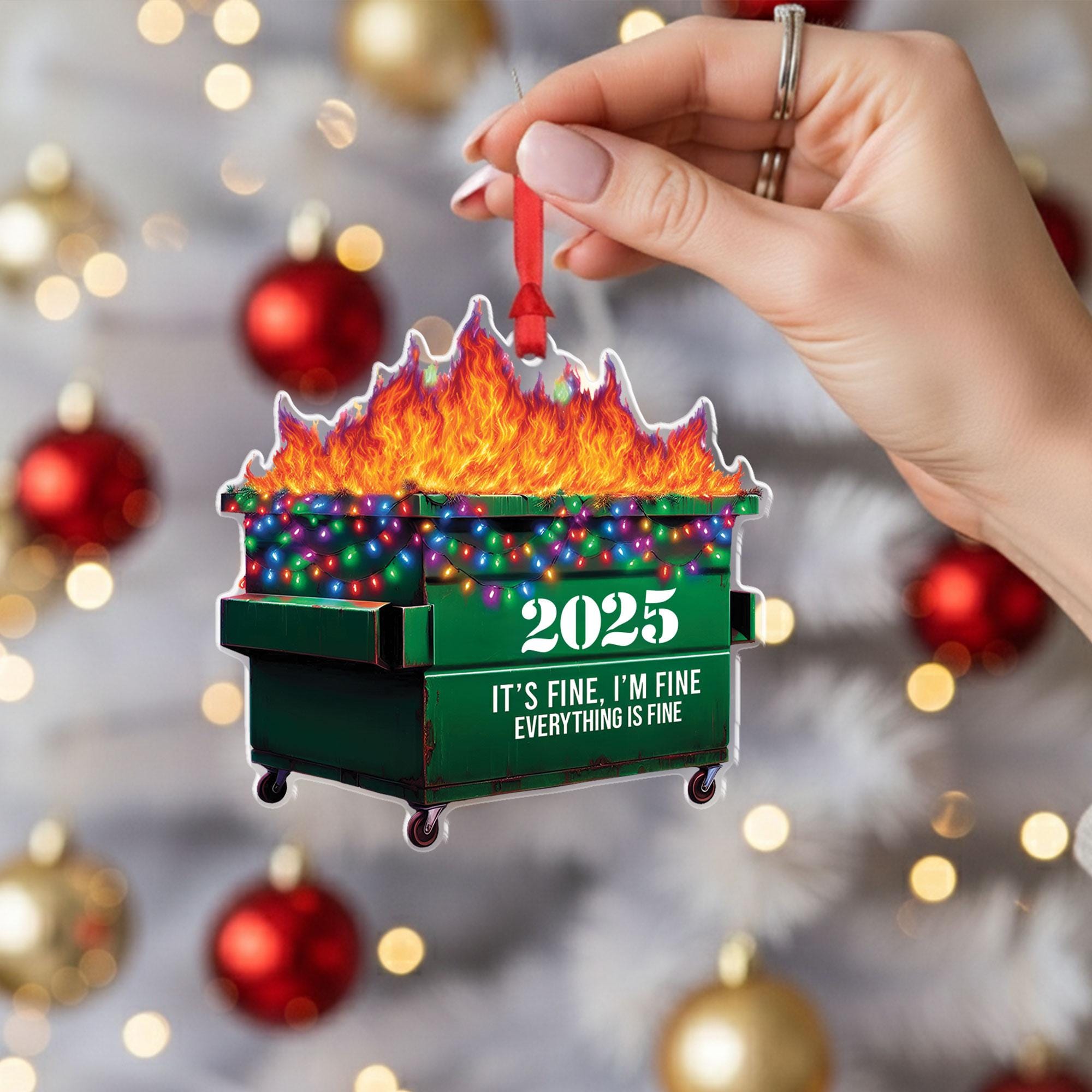 Dumpster Fire 2025 Ornament: Funny Holiday Humor Decor