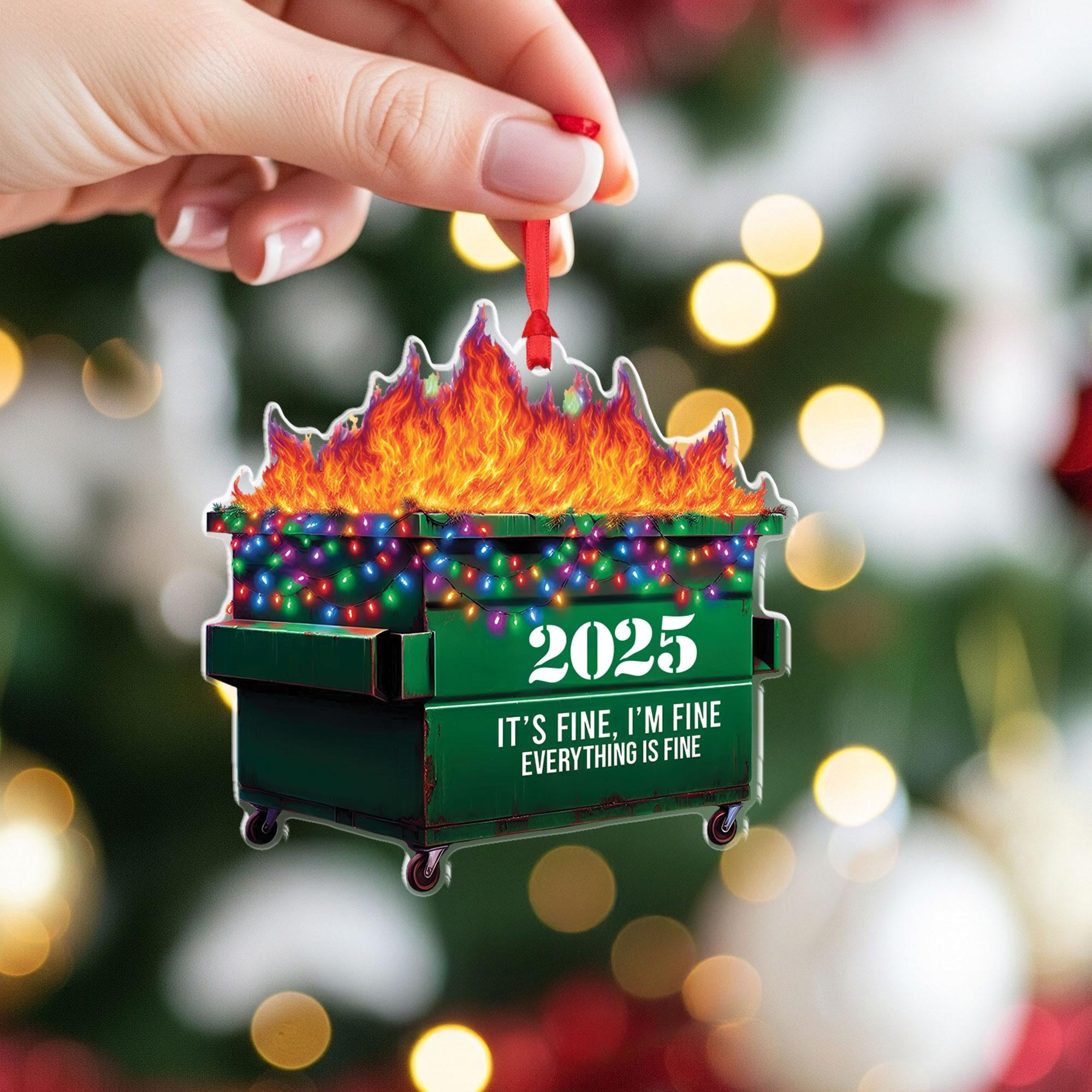 Dumpster Fire 2025 Ornament: Funny Holiday Humor Decor
