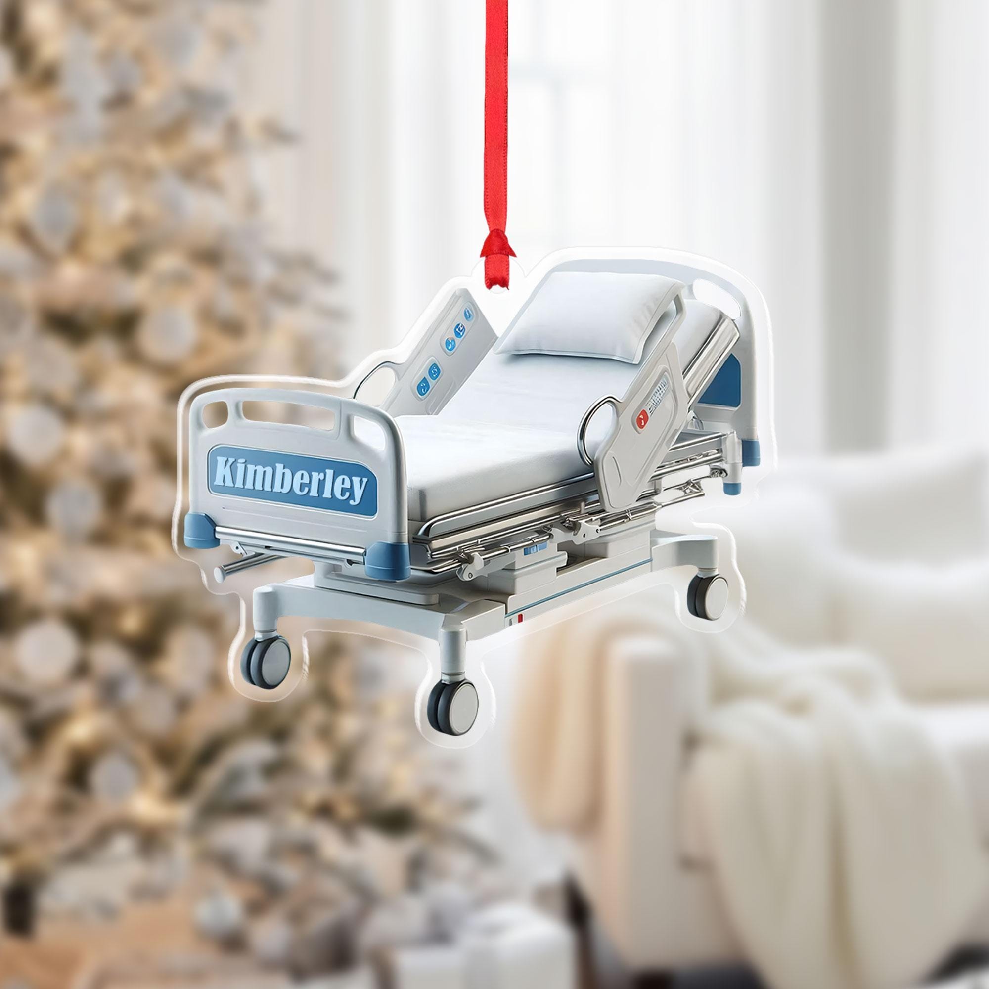 Personalized Hospital Bed Ornament: Funny Doctor Nurse Gift