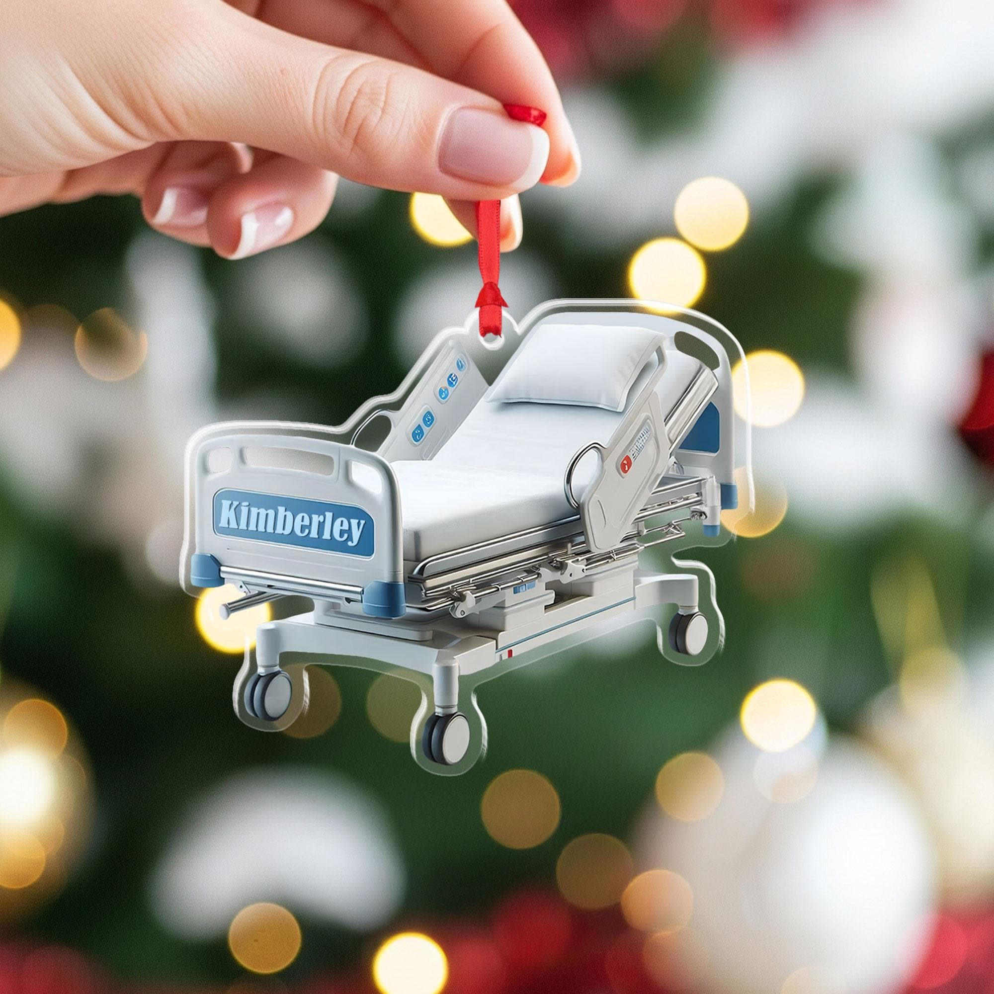 Personalized Hospital Bed Ornament: Funny Doctor Nurse Gift