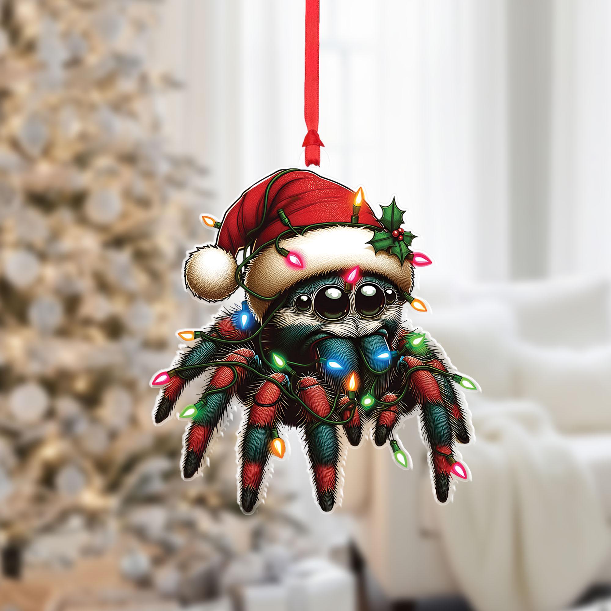 Spider Christmas ornament, funny tarantula holiday decor, creepy cute Xmas ornament, personalized spider lover gift, festive decoration