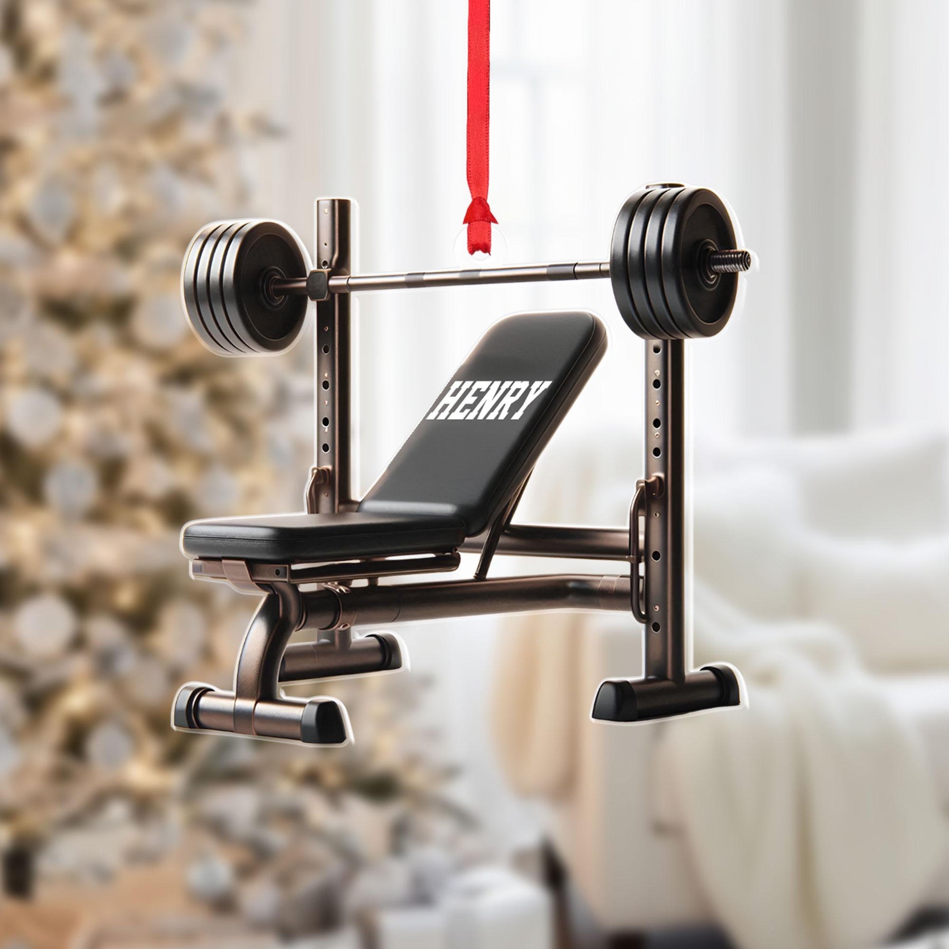 Personalized Weight Bench Ornament: Gym Fitness Gift