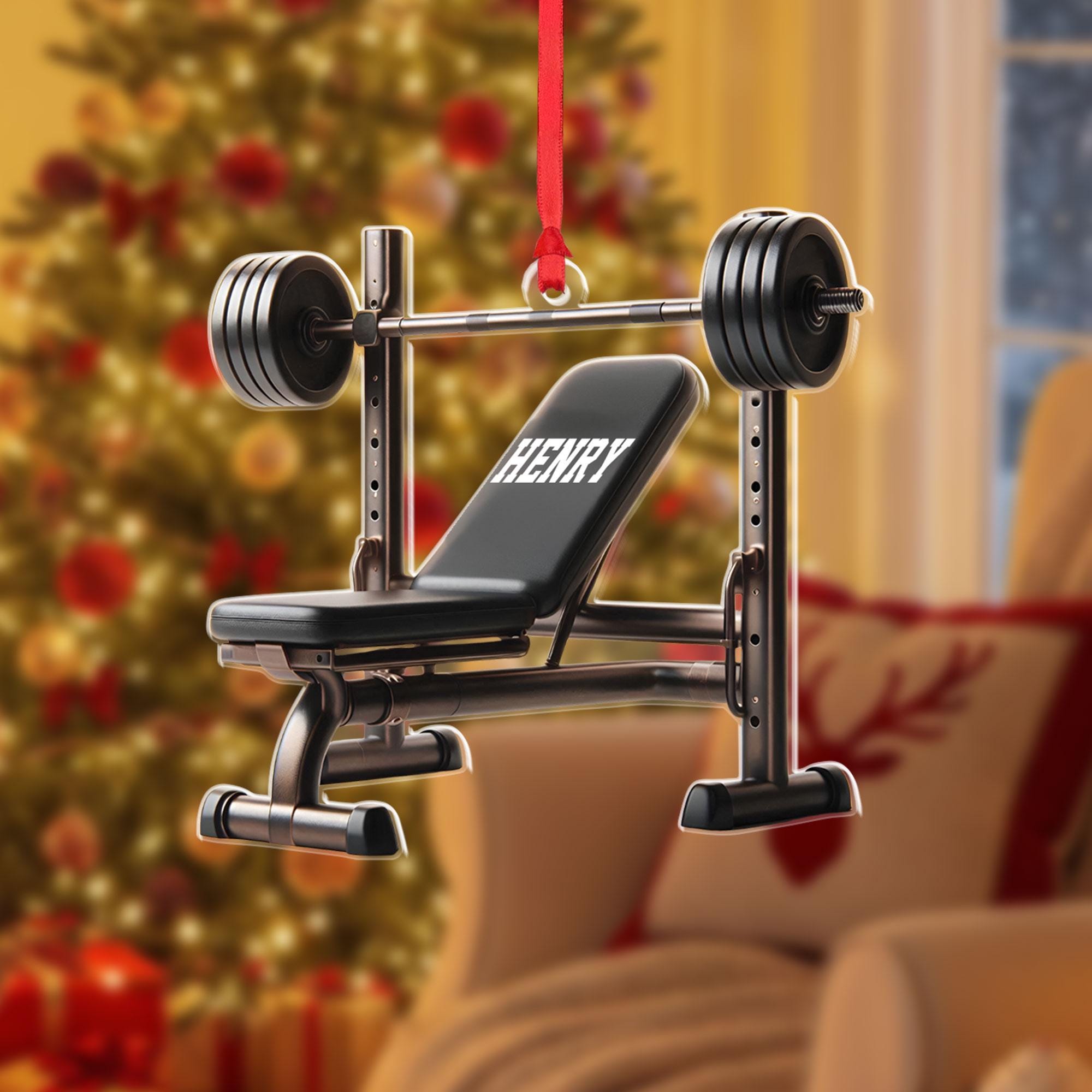 Personalized Weight Bench Ornament: Gym Fitness Gift