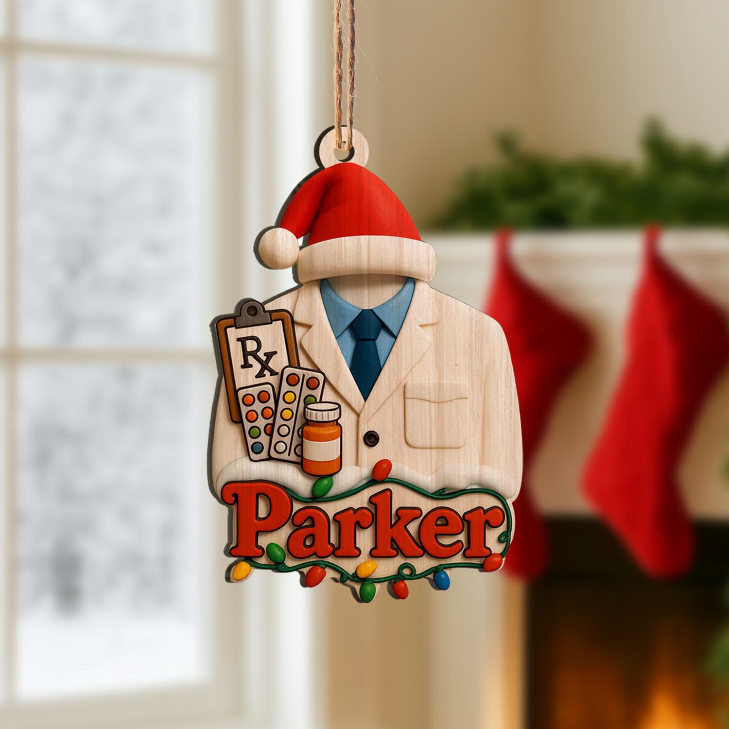 personalized Pharmacist ornament, pharmacy gift, custom RX Christmas ornament, medical professional holiday decor