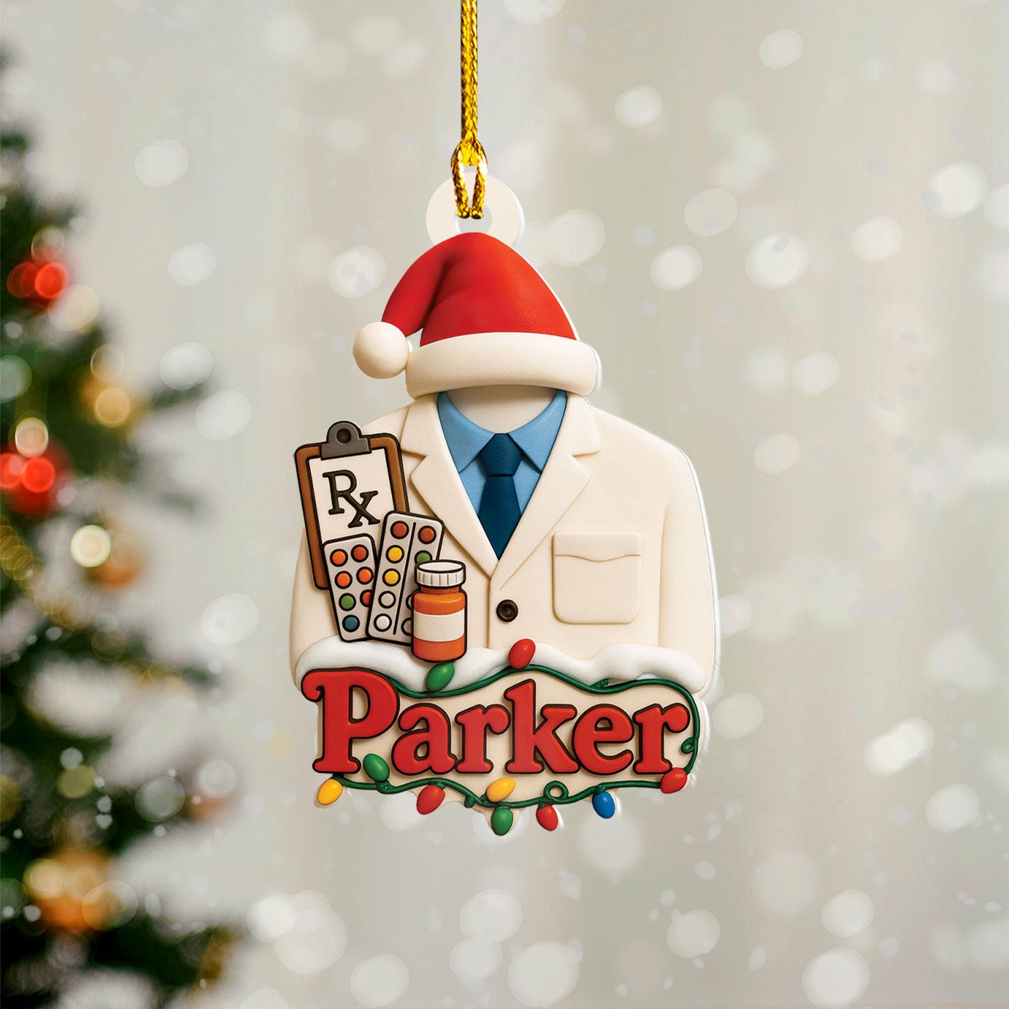 personalized Pharmacist ornament, pharmacy gift, custom RX Christmas ornament, medical professional holiday decor