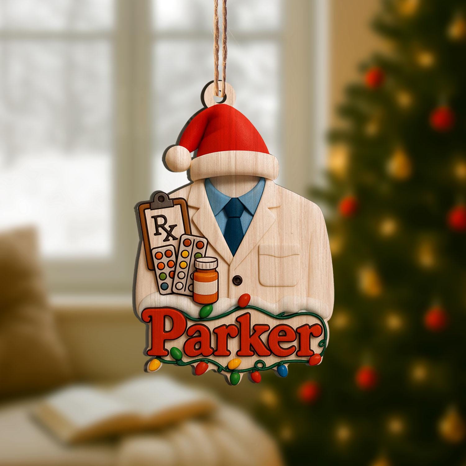 personalized Pharmacist ornament, pharmacy gift, custom RX Christmas ornament, medical professional holiday decor