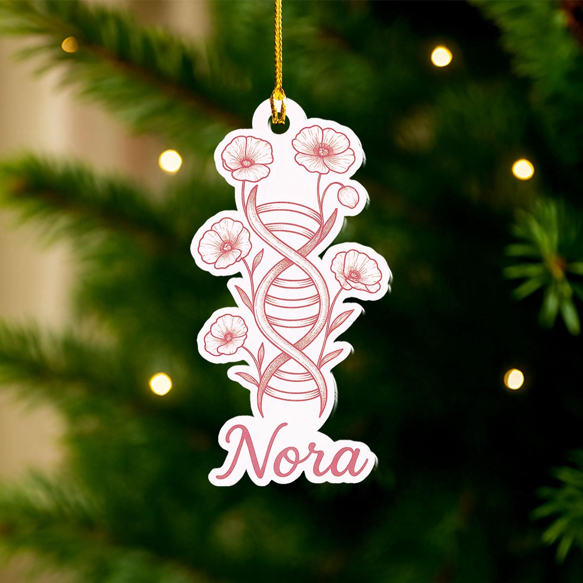 Personalized DNA Ornament: Floral Biology, Science Gift