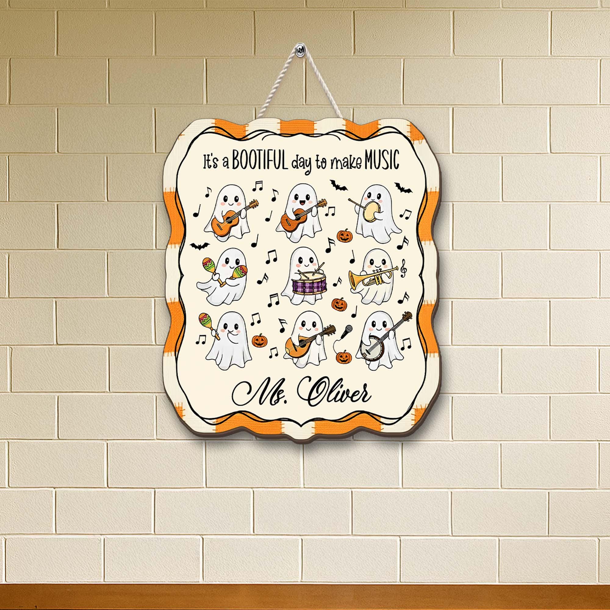 Personalized Halloween Ghost Music Teacher Sign: Spooky Classroom Decor