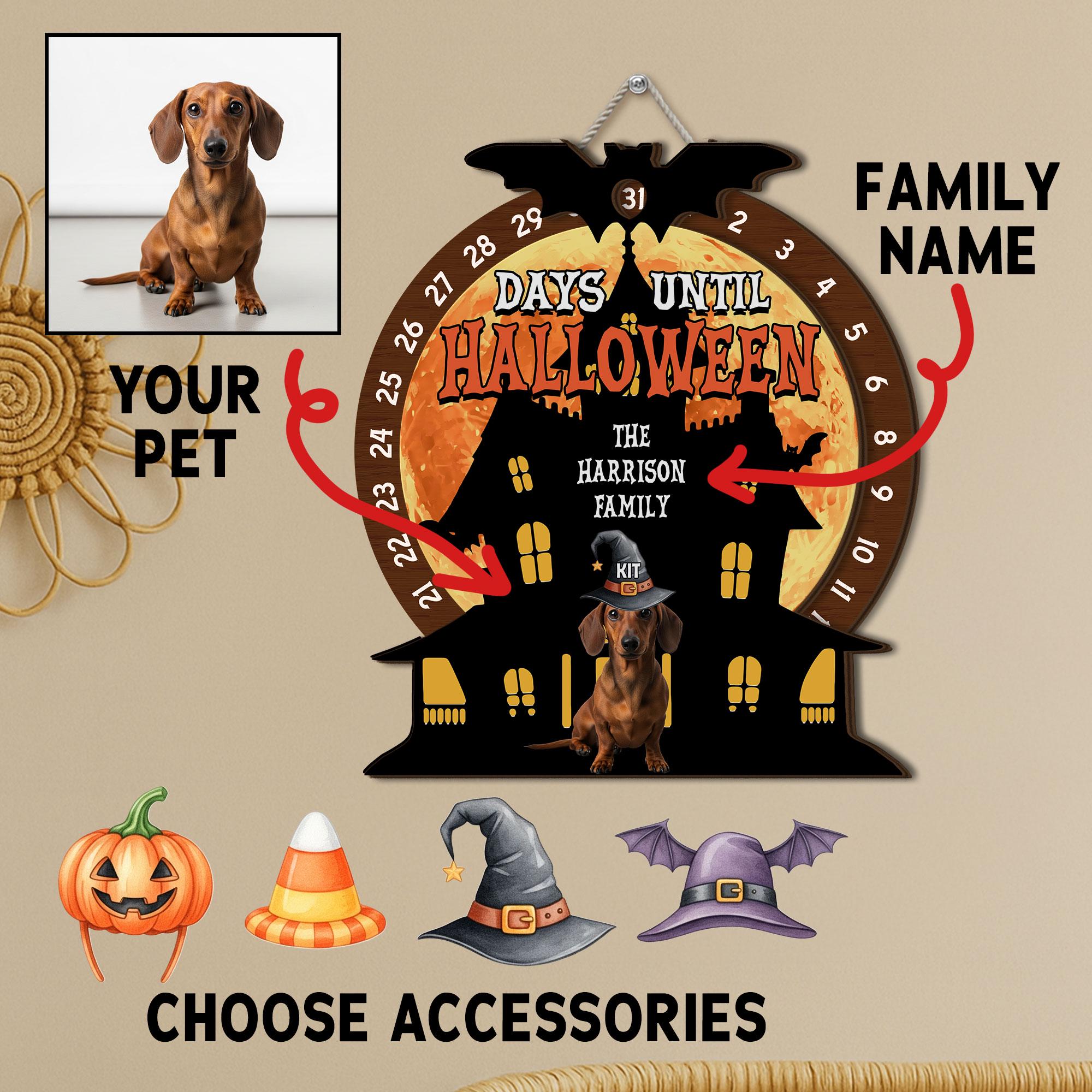 Halloween Countdown Sign: Haunted House Dachshund Decor