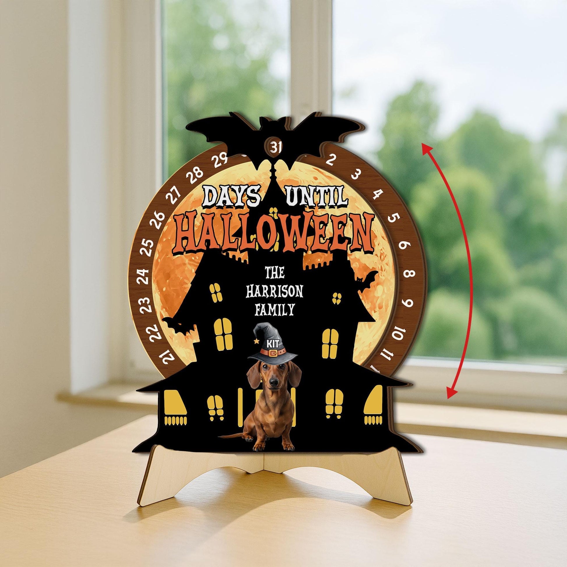 Halloween Countdown Sign: Haunted House Dachshund Decor