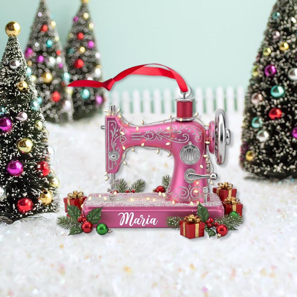 Sewing Machine Christmas Ornament: Personalized Gift for Sewers, Quilters & Seamstresses, Custom Name Holiday Decoration