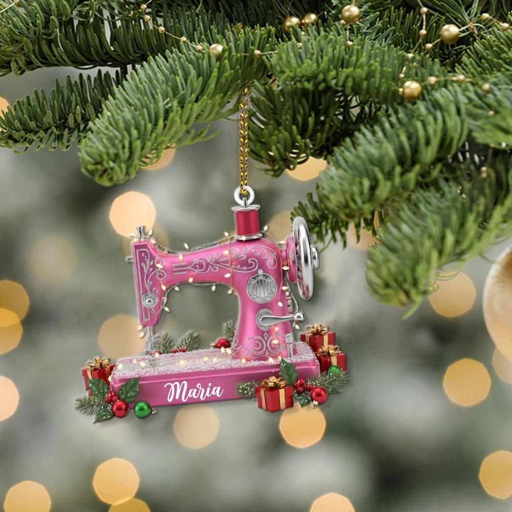 Sewing Machine Christmas Ornament: Personalized Gift for Sewers, Quilters & Seamstresses, Custom Name Holiday Decoration