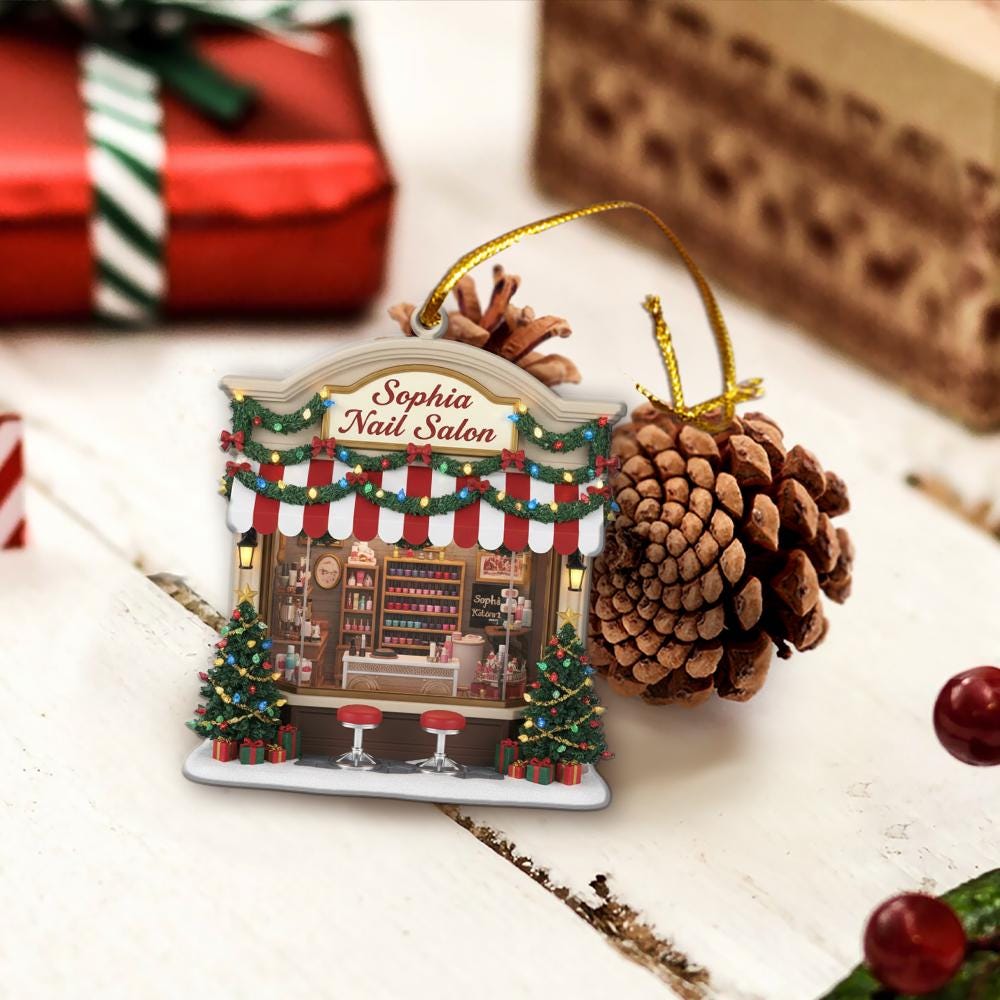 Personalized Nail Salon Christmas Ornament: Acrylic Nail Tech Gift