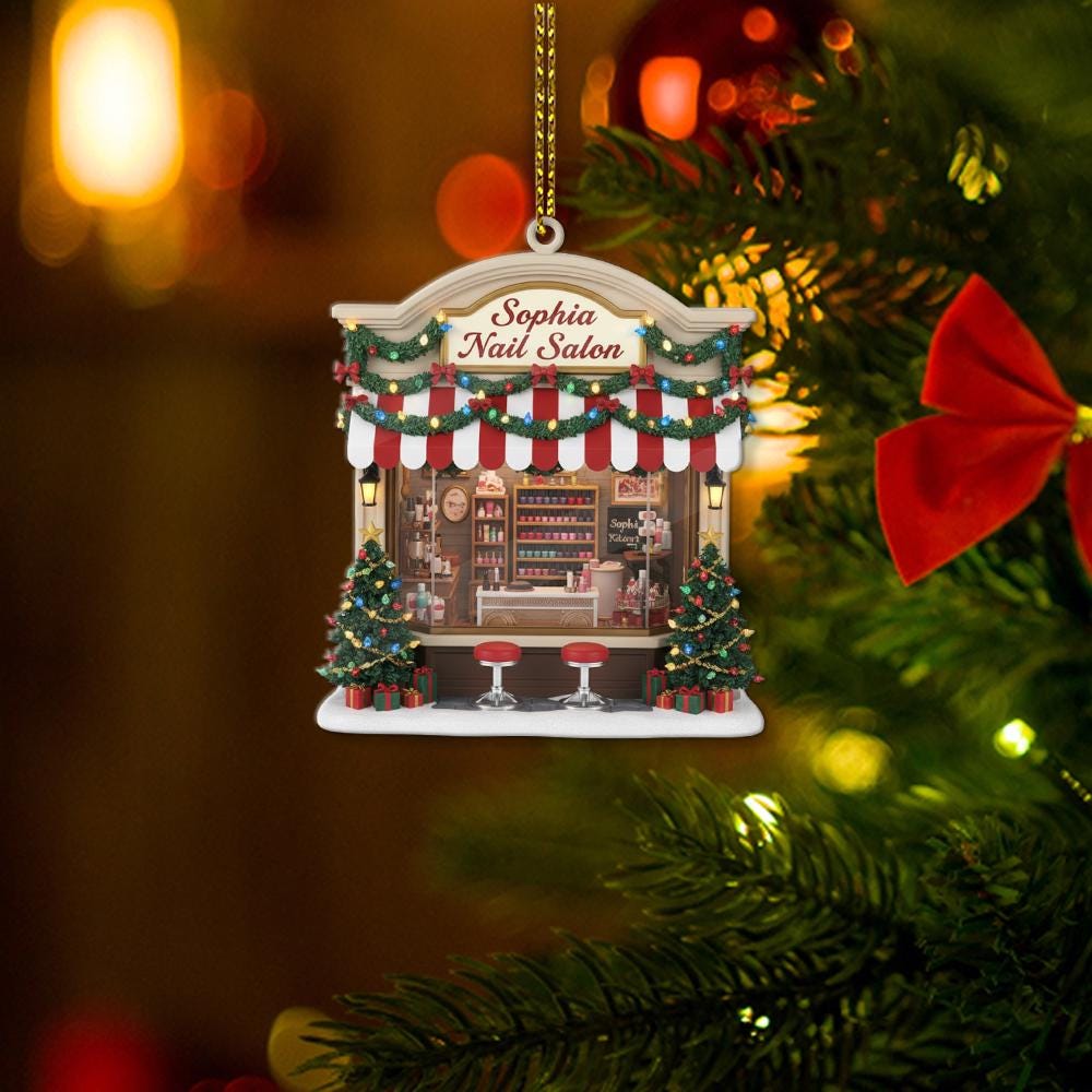 Personalized Nail Salon Christmas Ornament: Acrylic Nail Tech Gift