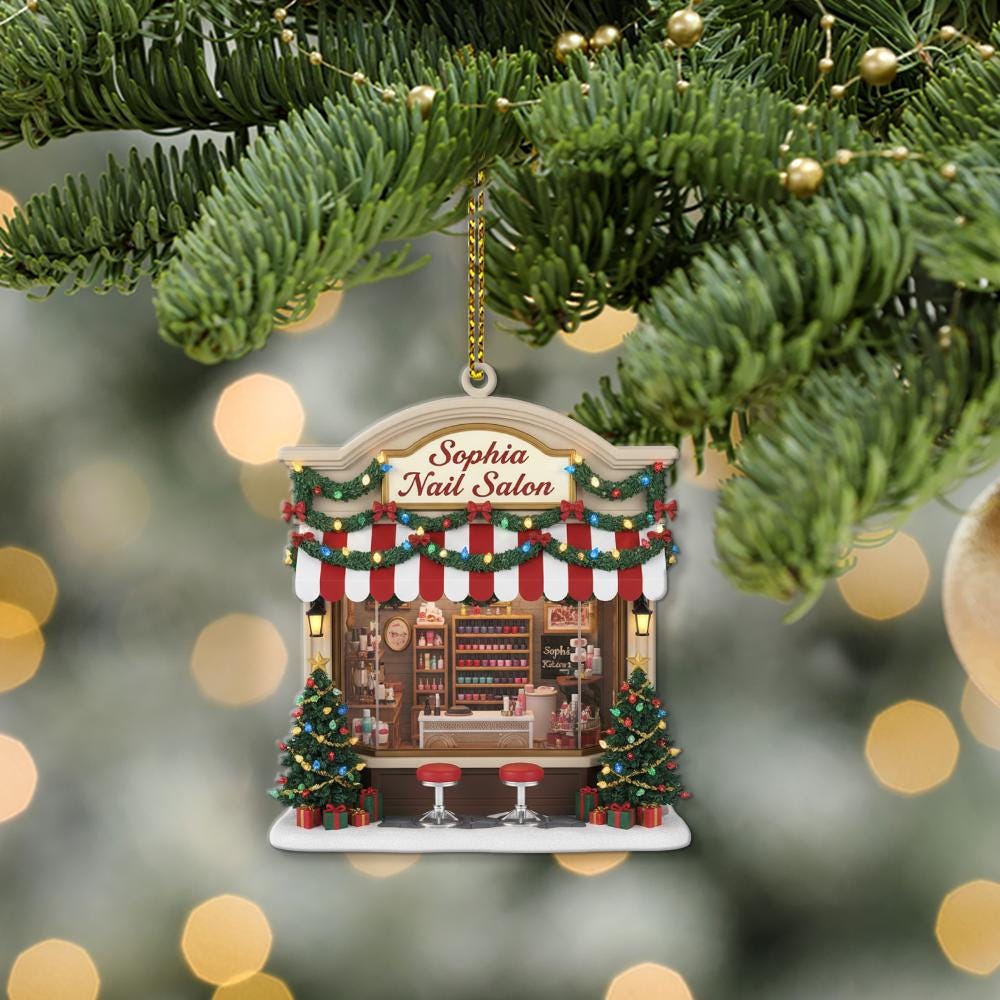 Personalized Nail Salon Christmas Ornament: Acrylic Nail Tech Gift