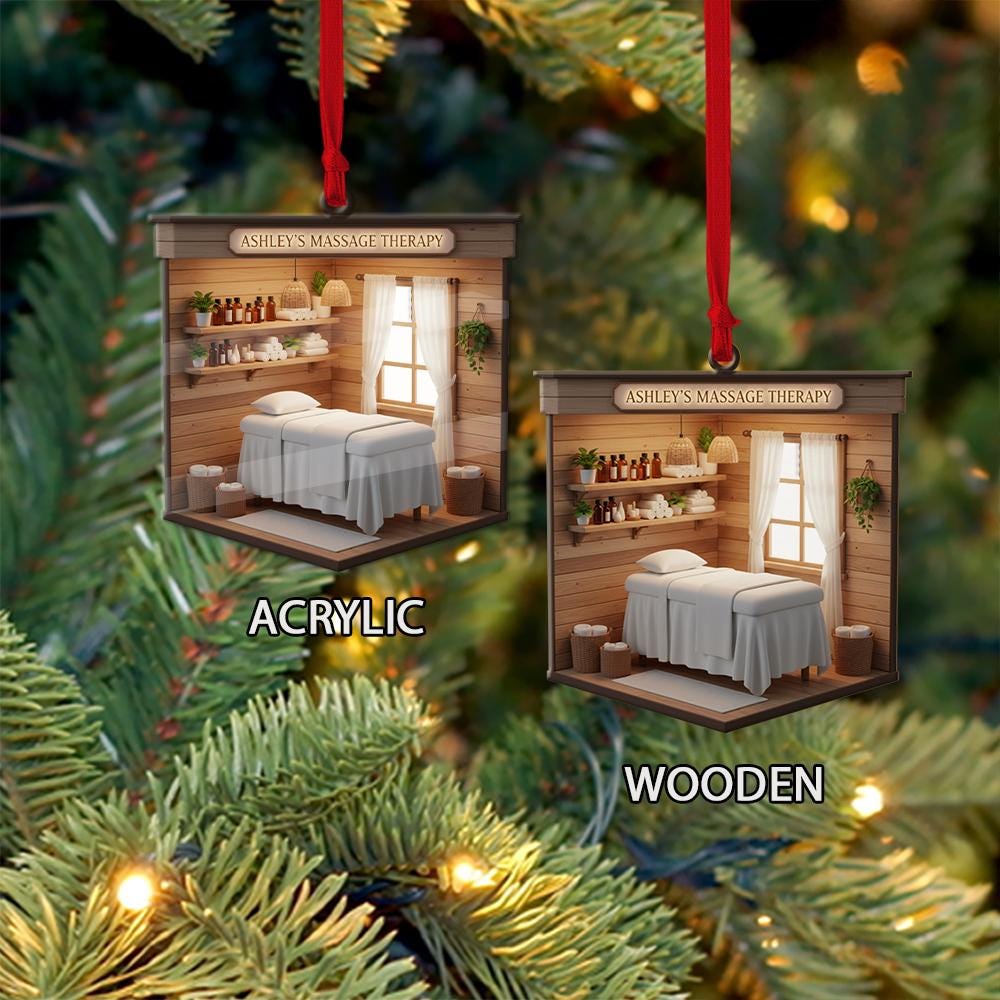 Personalized Massage Therapy Christmas Ornament: Spa Gift, Custom Name