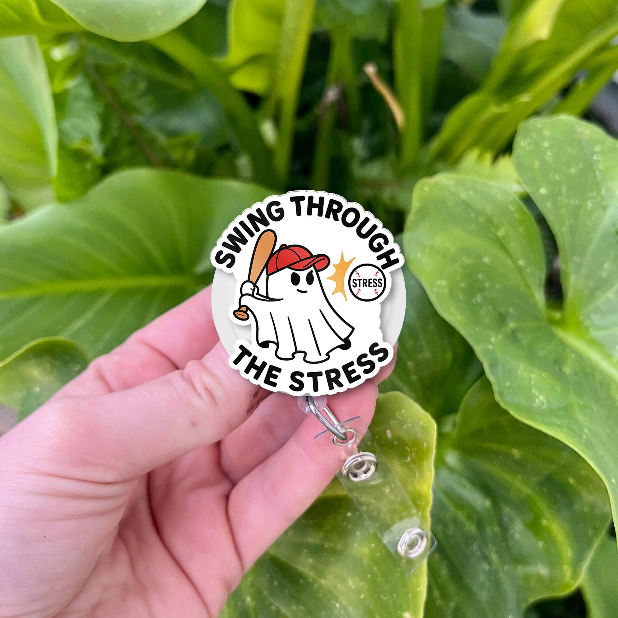 Funny Ghost Baseball Badge Reel: Mental Health Support ID Clip