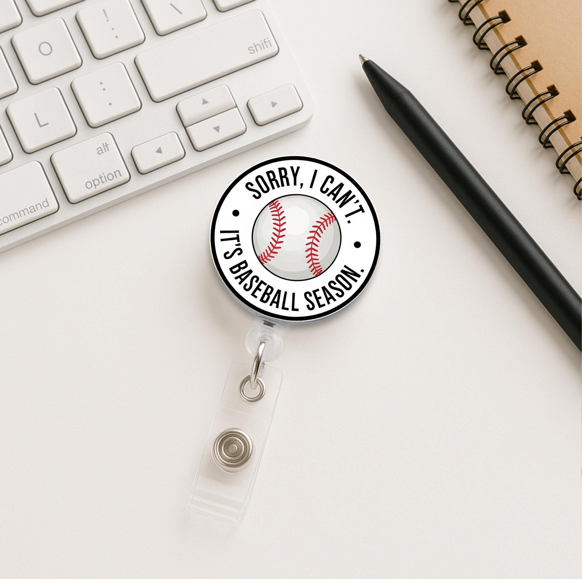 Funny Baseball Badge Reel: Sports ID Holder, Nurse, Teacher, Coach Gift