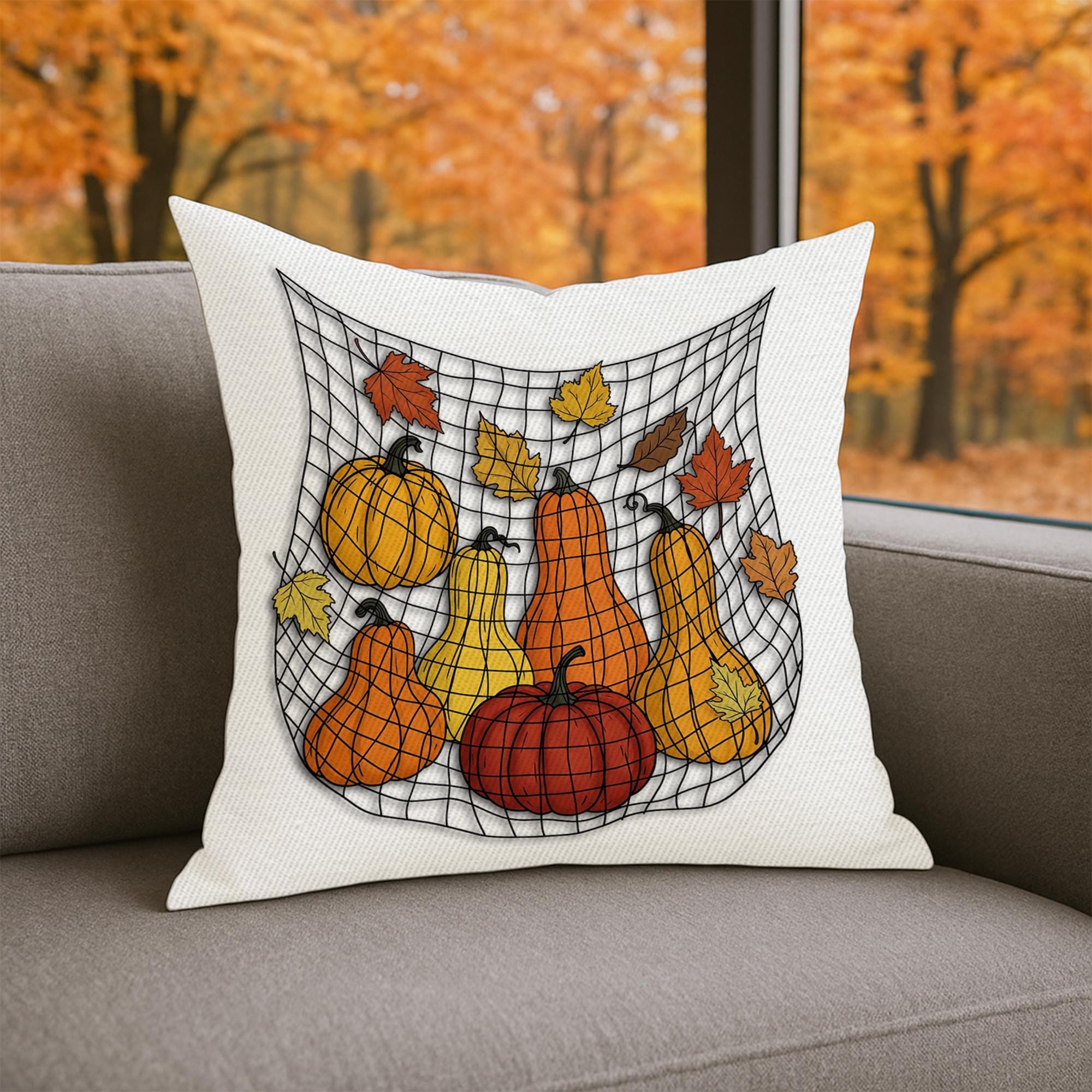 Autumn Pumpkin Pillow Cover: Rustic Farmhouse Thanksgiving Decor