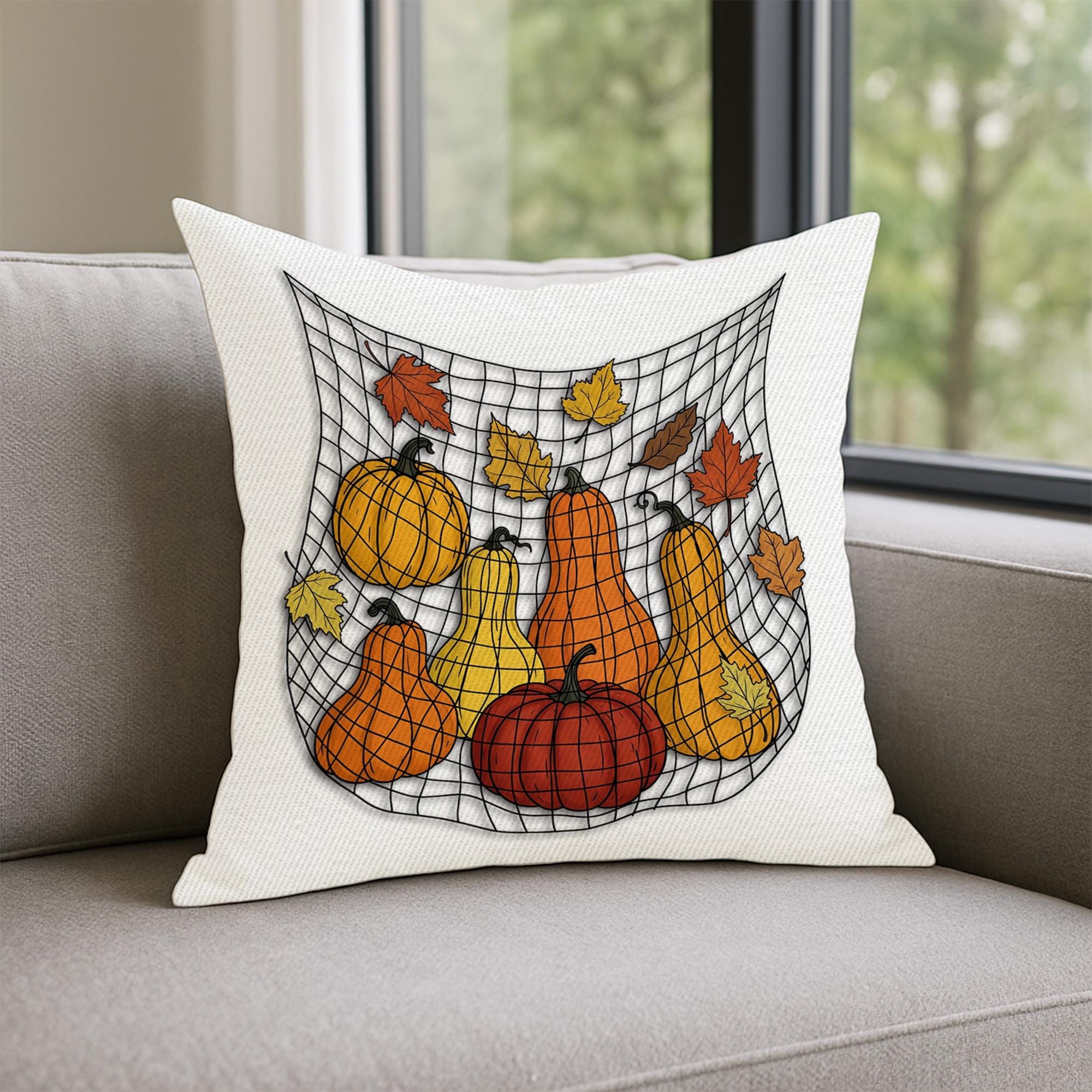 Autumn Pumpkin Pillow Cover: Rustic Farmhouse Thanksgiving Decor