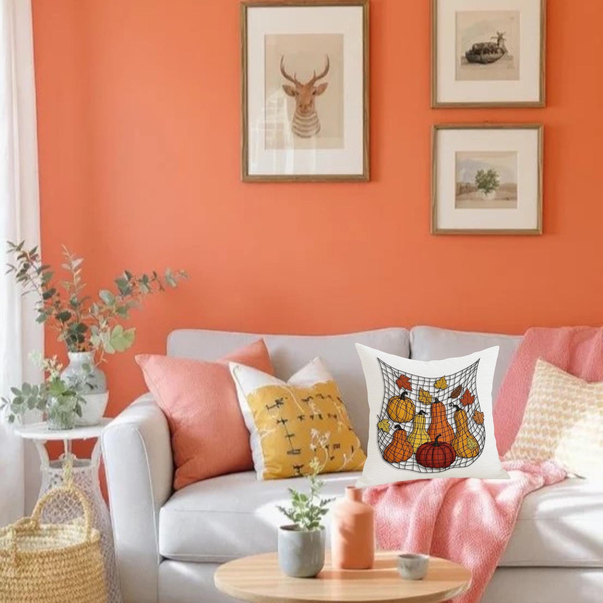 Autumn Pumpkin Pillow Cover: Rustic Farmhouse Thanksgiving Decor