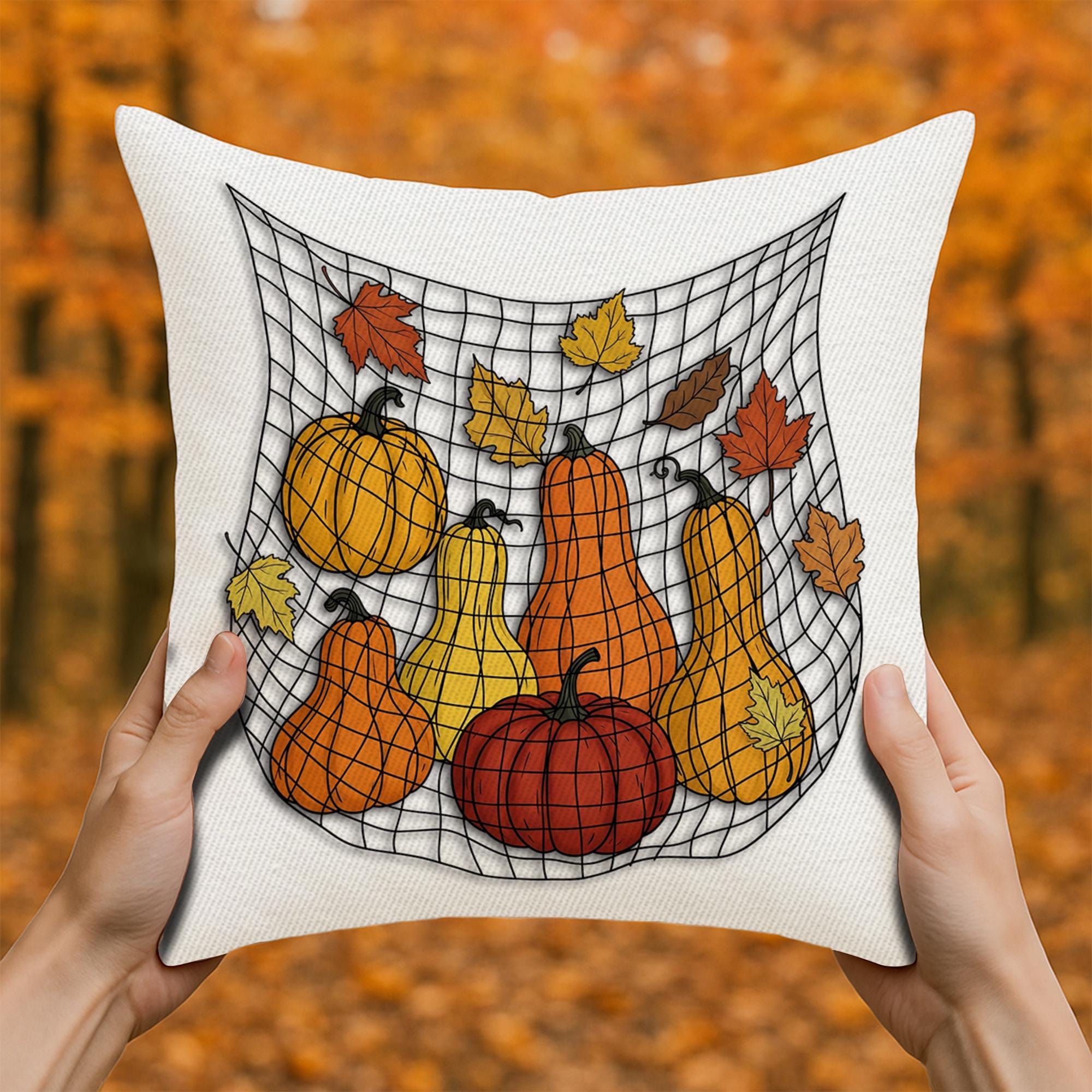 Autumn Pumpkin Pillow Cover: Rustic Farmhouse Thanksgiving Decor