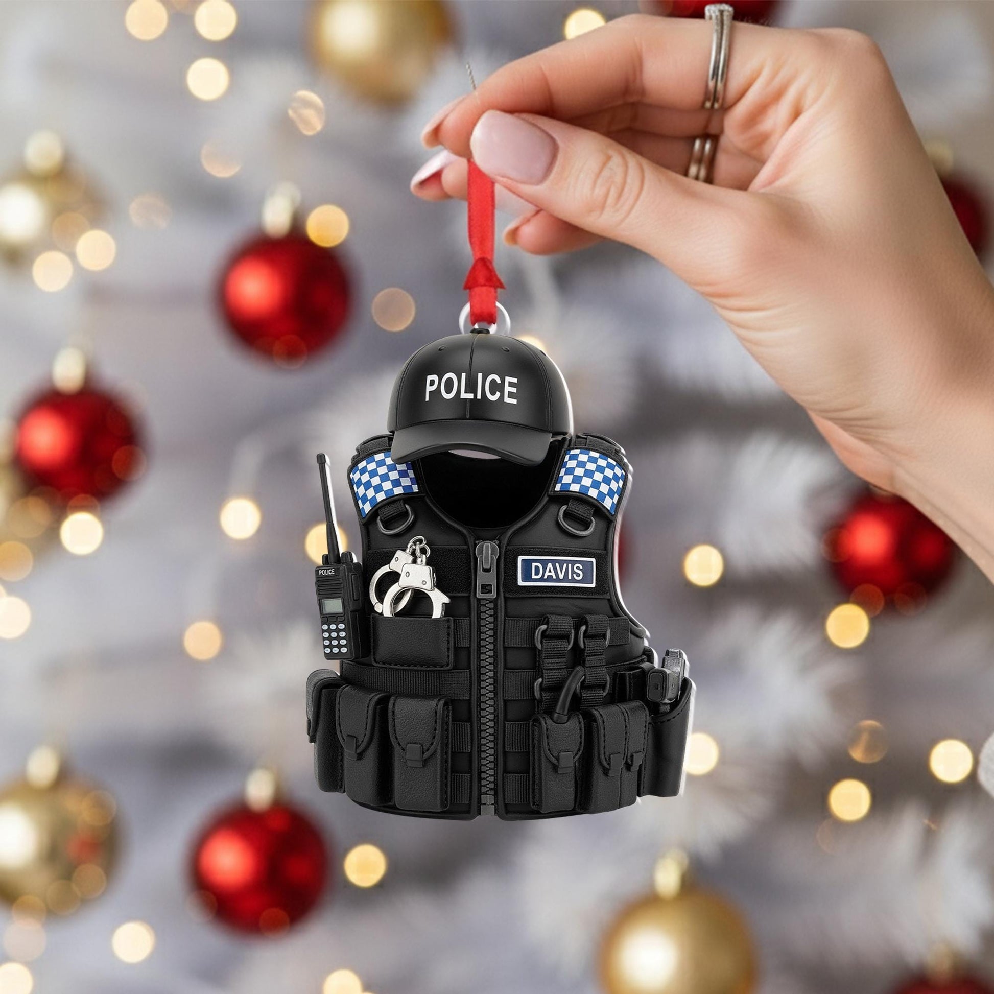 Personalized Police Ornament: Custom Name Law Enforcement Christmas Decoration