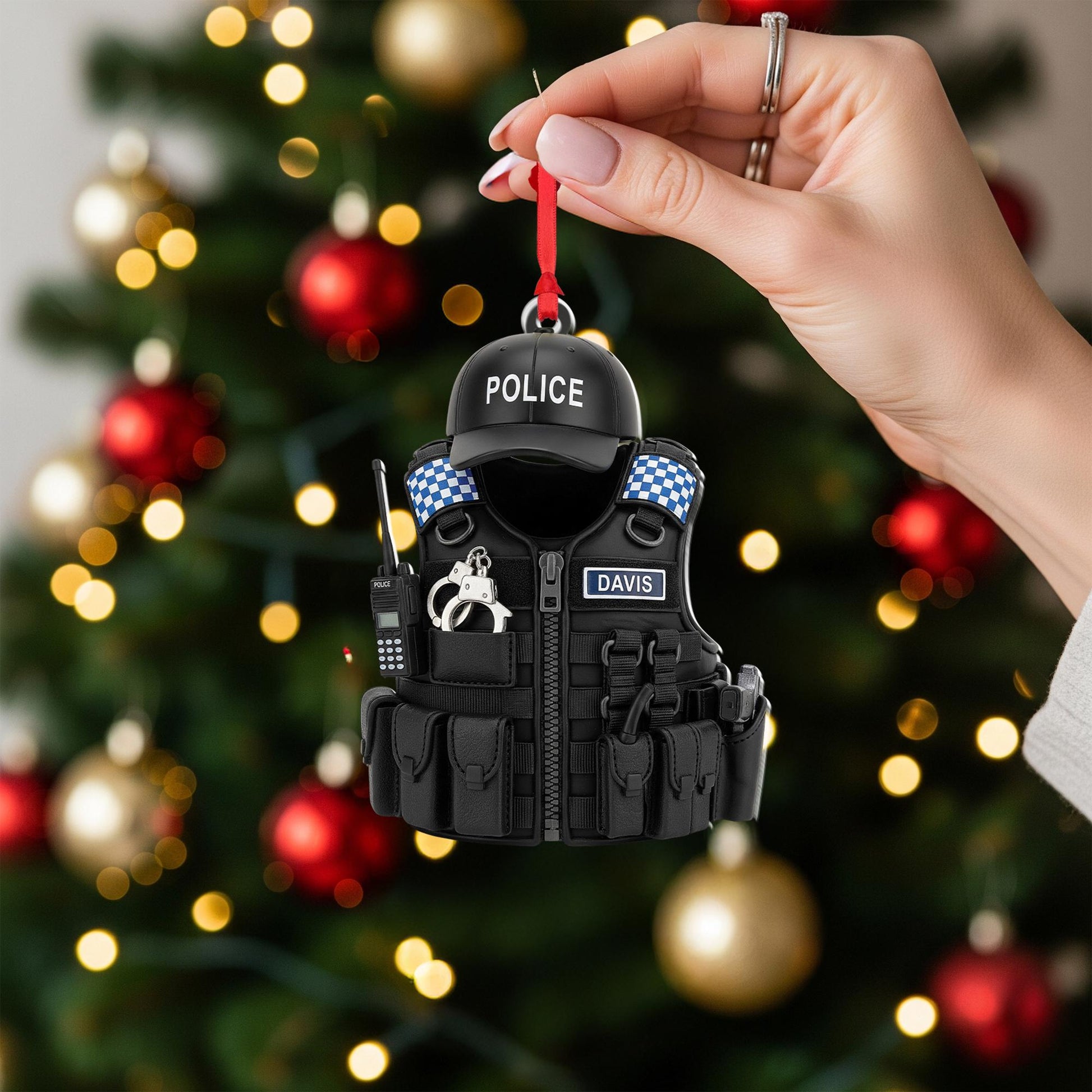 Personalized Police Ornament: Custom Name Law Enforcement Christmas Decoration