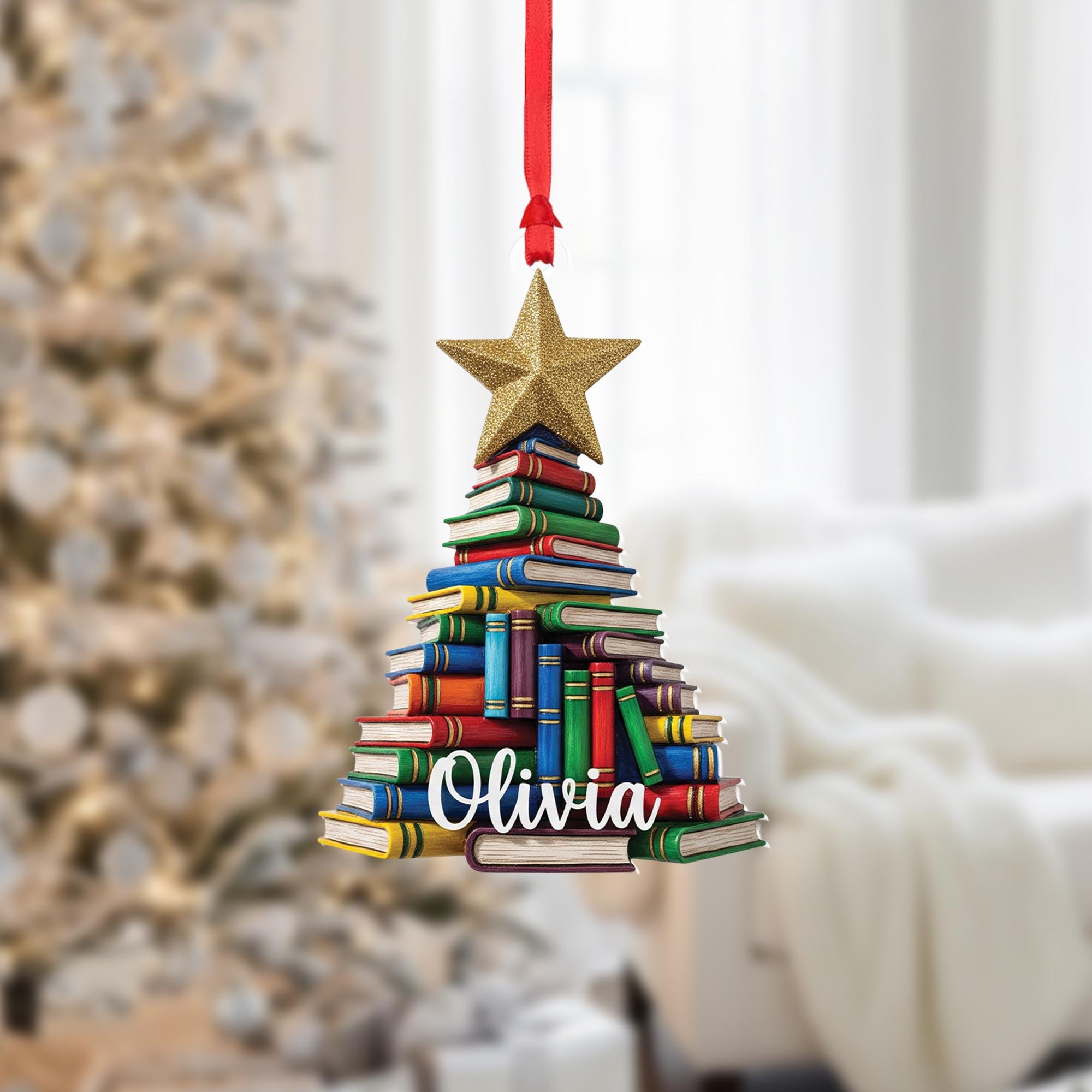Personalized Book Ornament: Custom Name Christmas Tree Decoration
