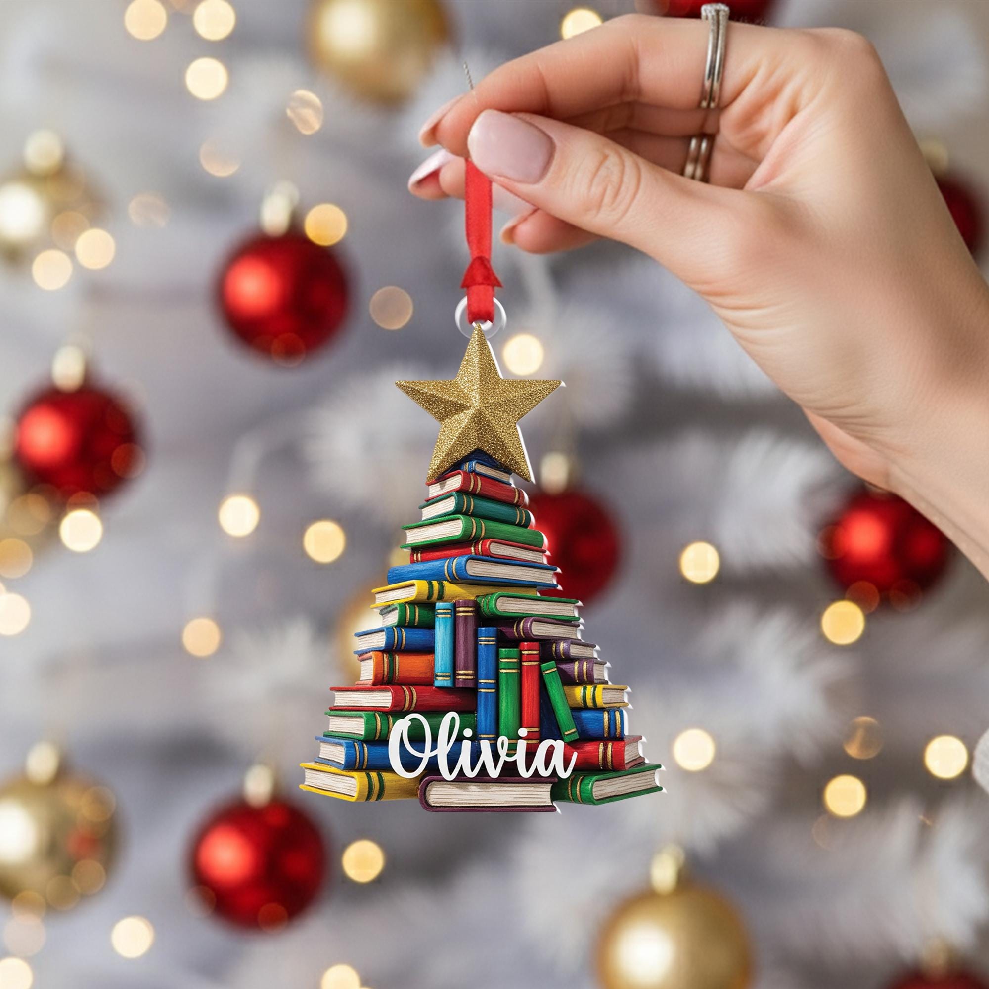Personalized Book Ornament: Custom Name Christmas Tree Decoration