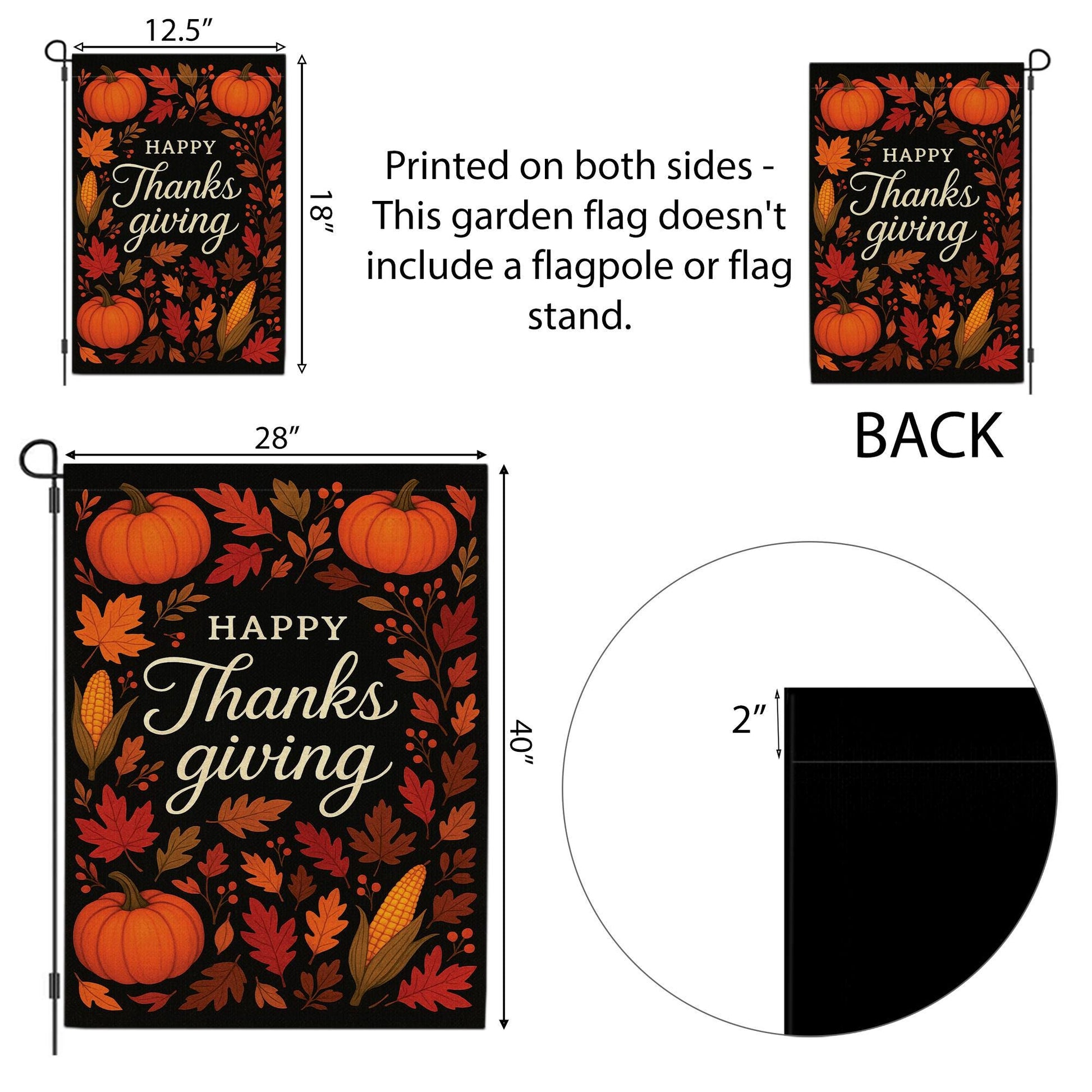 Happy Thanksgiving Garden Flag: Fall Yard Decoration with Pumpkins and Corn