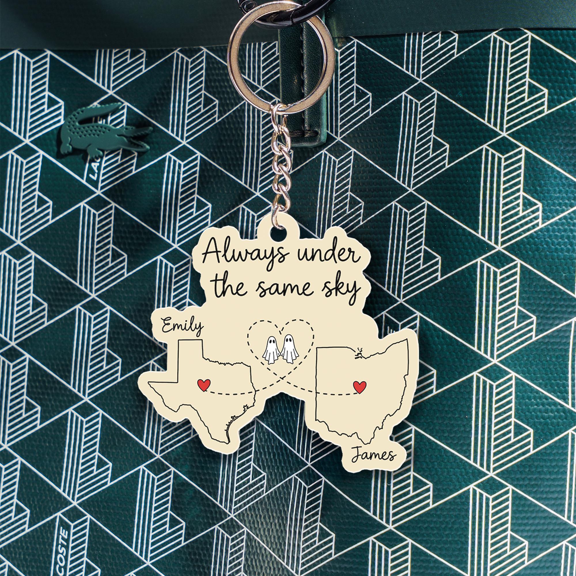 Personalized State Map Keychain: Long Distance Relationship Gift