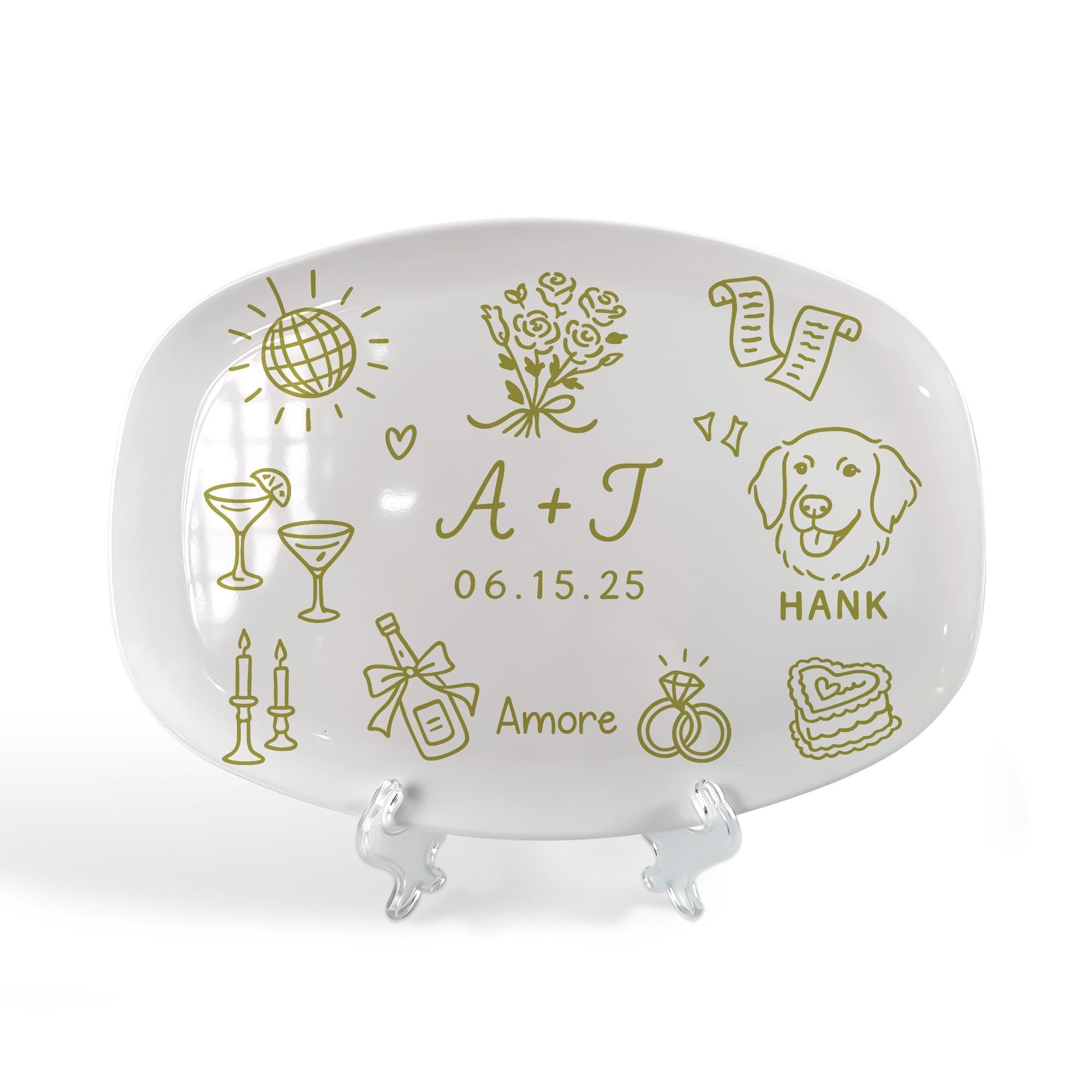 Custom Wedding Platter | Personalized Bride and Groom Gift | Unique Wedding Keepsake Dish | Anniversary with Names, DECOR ONLY