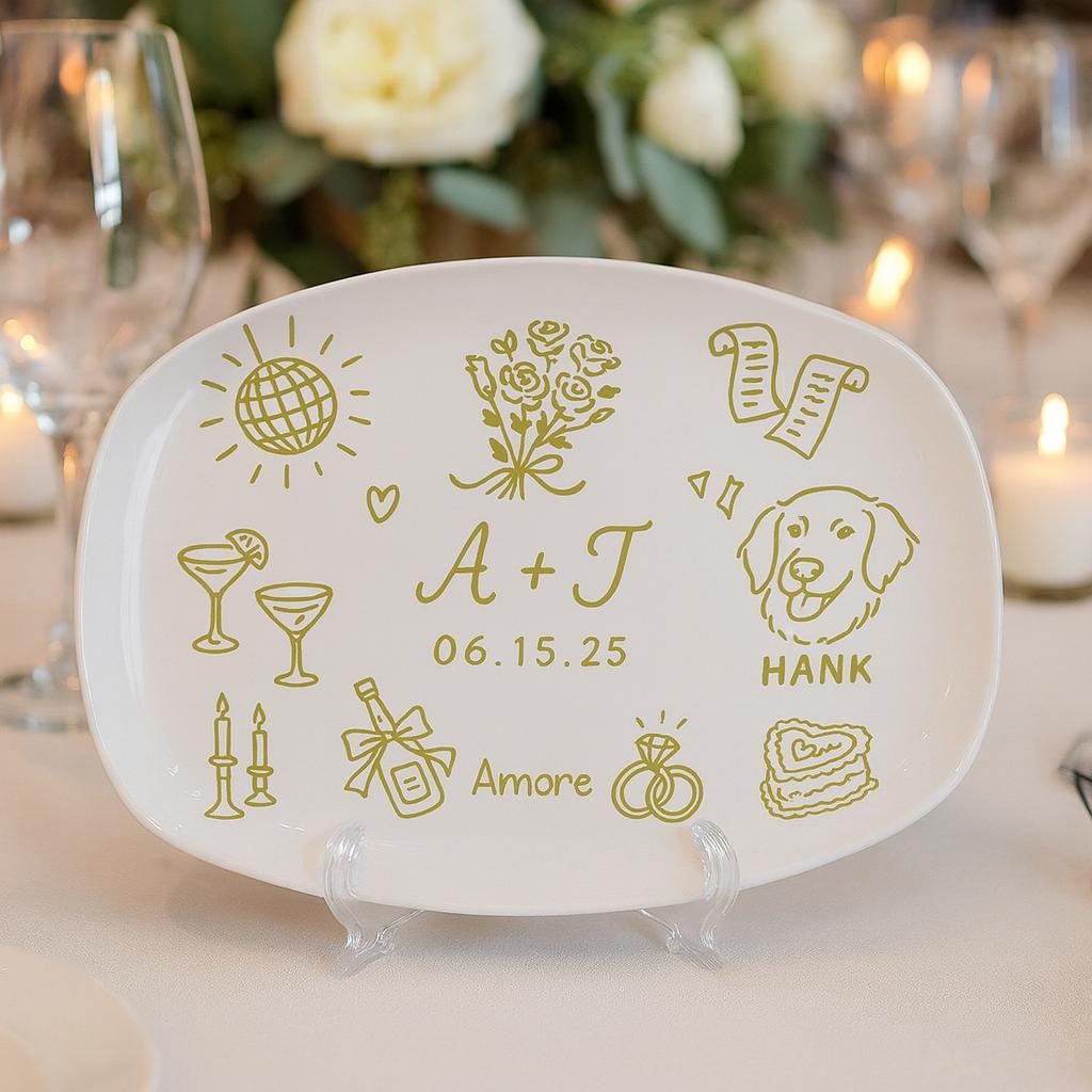 Custom Wedding Platter | Personalized Bride and Groom Gift | Unique Wedding Keepsake Dish | Anniversary with Names, DECOR ONLY