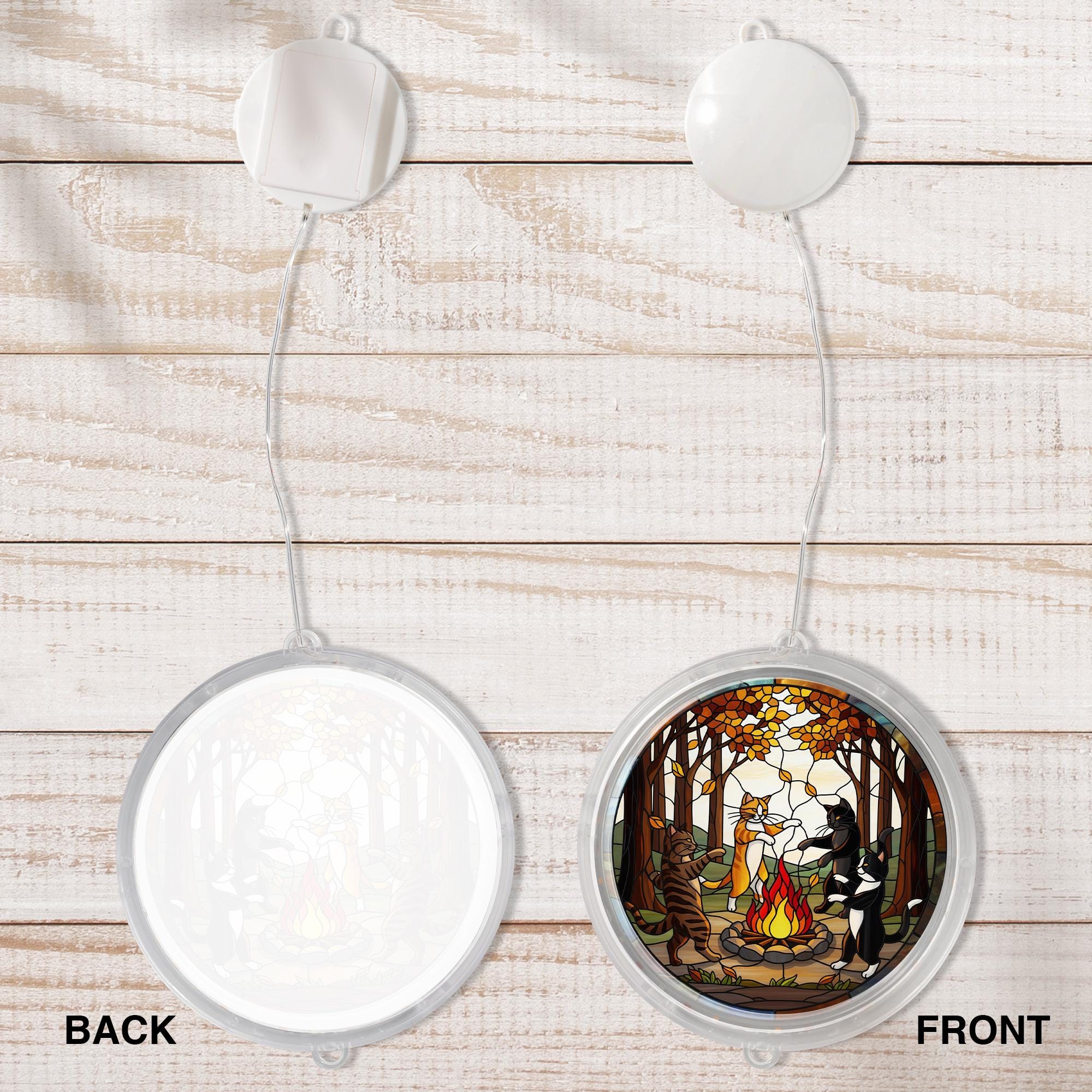 LED Cat Hanging Light | Acrylic autumn Cat led light| Colorful LED Window Hanging | Cat Lover Home Decor Gift