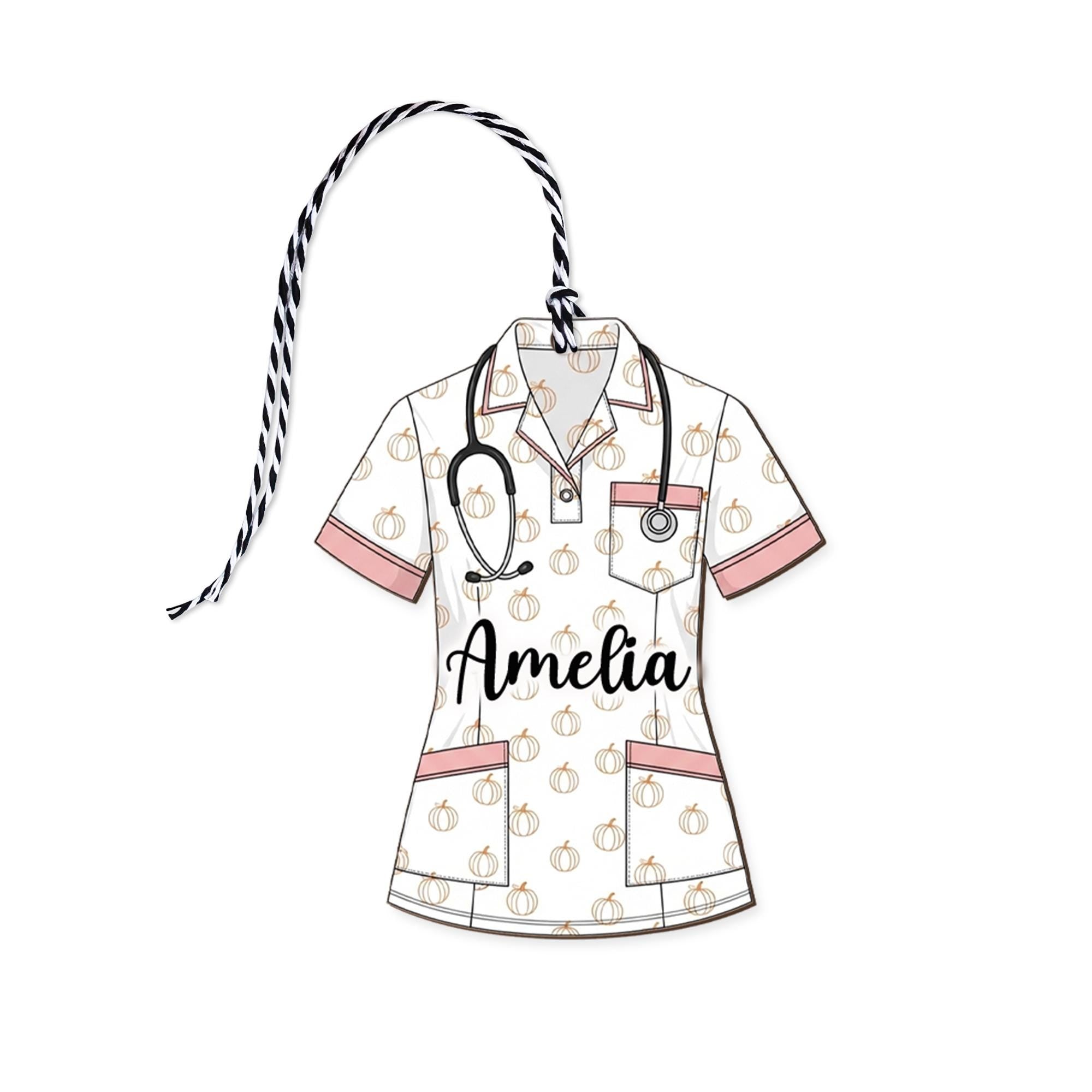 Custom Nurse Scrub Basket Tag – Personalized Name Ornament with Stethoscope, Medical Staff Gift for Nurse, Doctor, Healthcare Worker