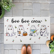 Boo Boo Crew Halloween Doormat – Funny Nurse Ghost Door Mat, Medical Staff Fall Decor, Spooky Healthcare Worker Porch Rug Gift, Room Decor