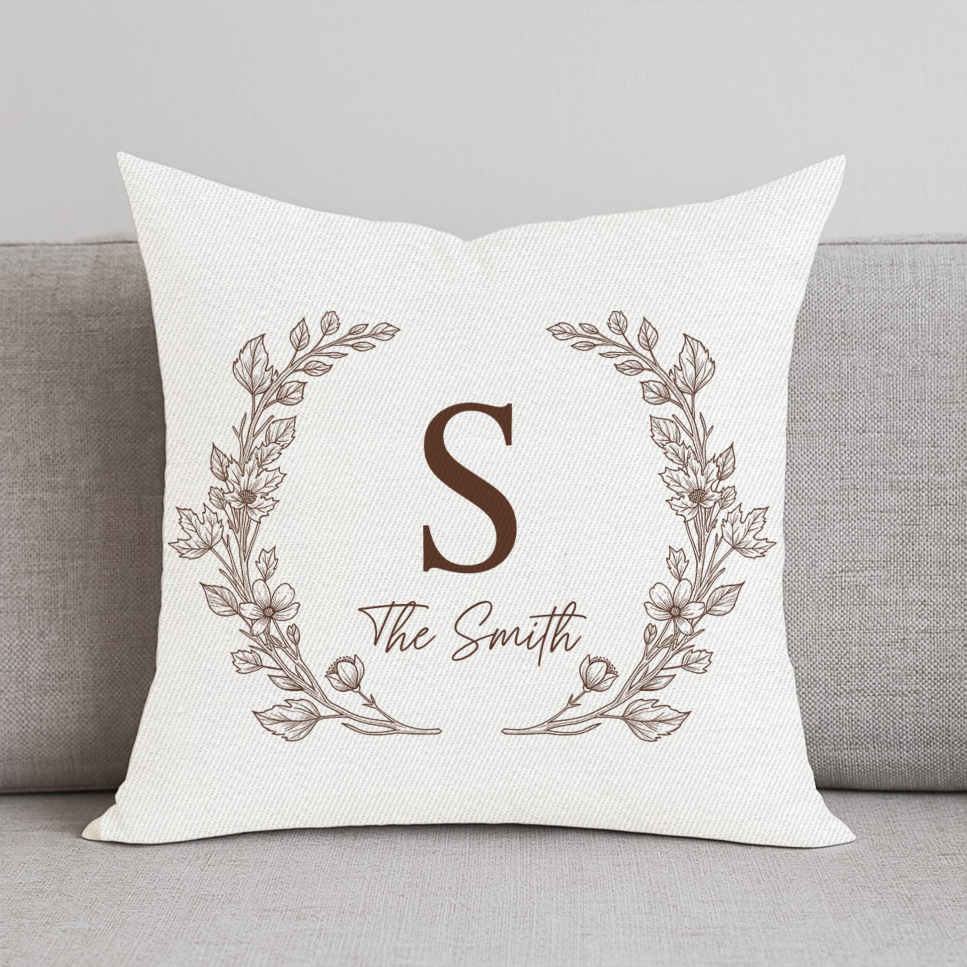 Custom Family Name Pillow, Personalized Monogram Throw Pillow, Rustic Farmhouse Cushion, Wedding Gift, Housewarming Home Decor