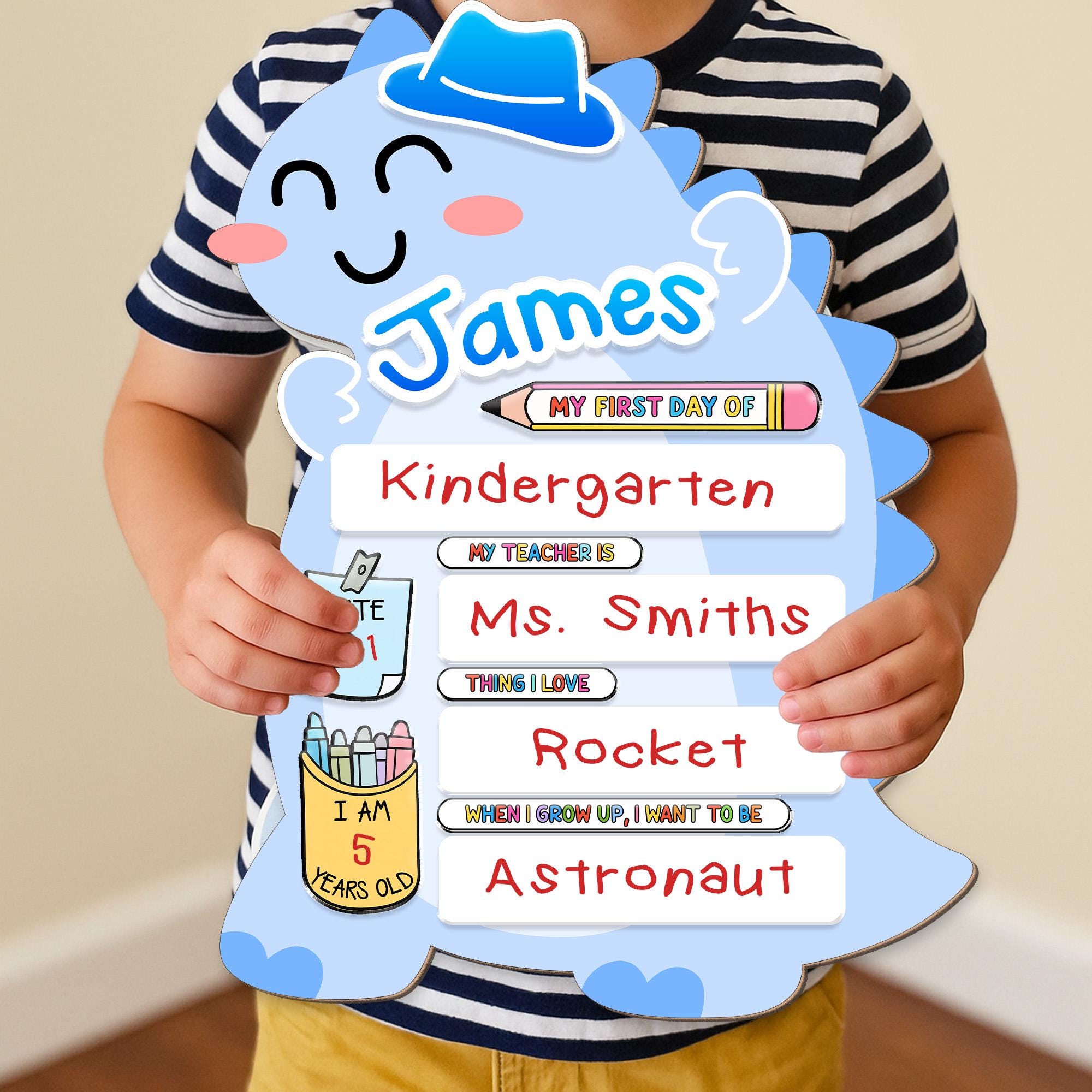 Custom First Day, Last Day of School Interchangeable With Changing Prompts Wood Sign, Personalized Back to School Board, Kids Memory Sign