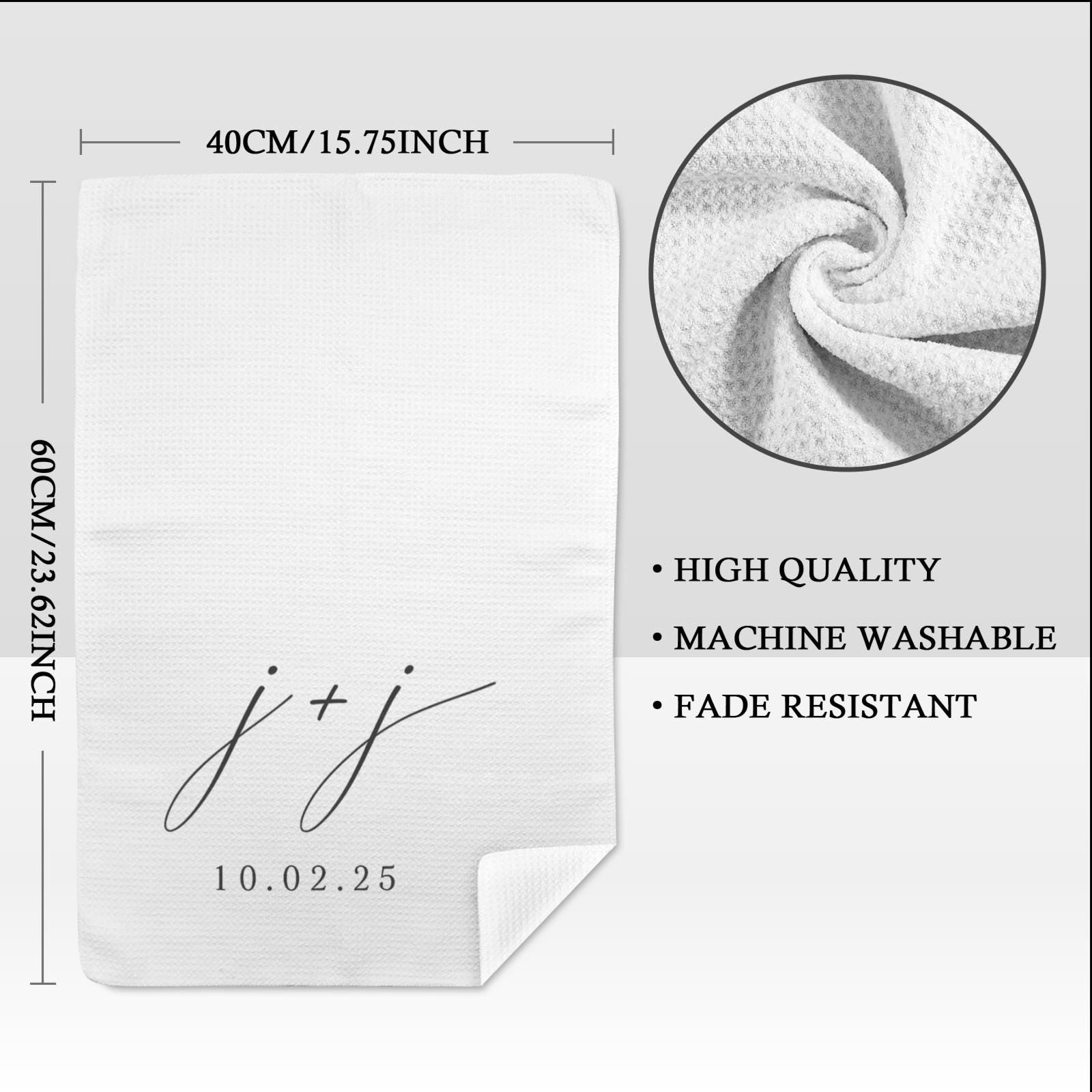 Custom Wedding Towel | Personalized Initials & Date Tea Towel | Bride and Groom Gift | Elegant Wedding Keepsake Kitchen Decor