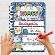 Custom First Day, Last Day of School Interchangeable Wood Sign, Personalized Back to School Board, Kids Notebook Sign, Memory Keepsake