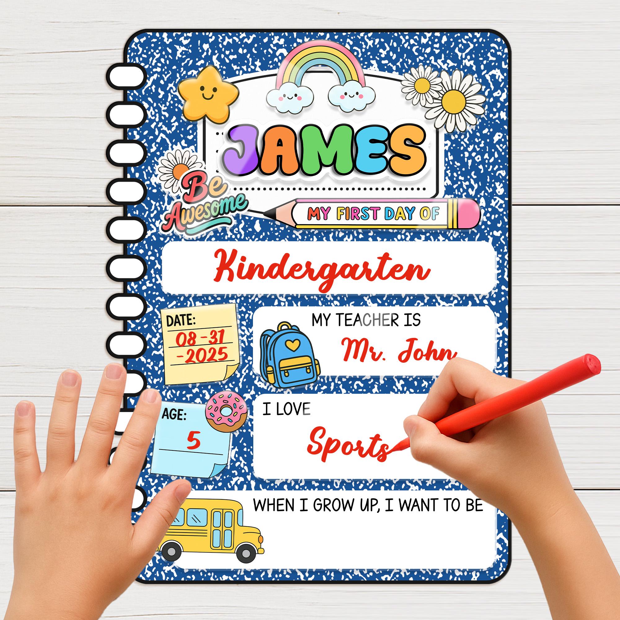 Custom First Day, Last Day of School Interchangeable Wood Sign, Personalized Back to School Board, Kids Notebook Sign, Memory Keepsake