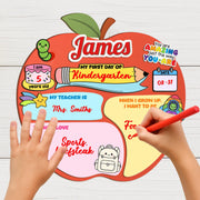 Custom Wooden Apple Reusable School Sign, Personalized First Day, Last Day of School Board, Kids Memory Sign, Teacher Gift Keepsake